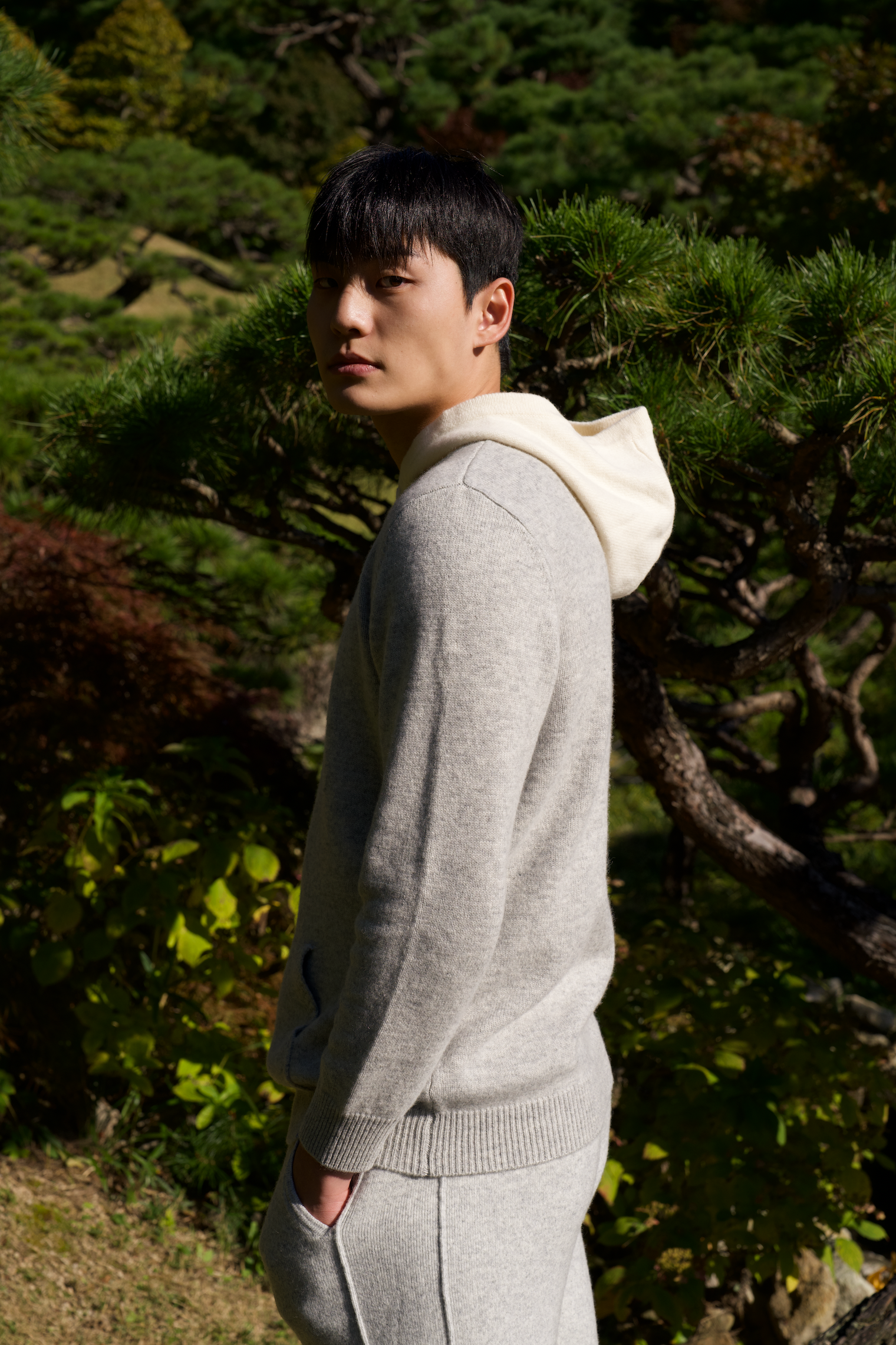 순수 메리노 울 후드티