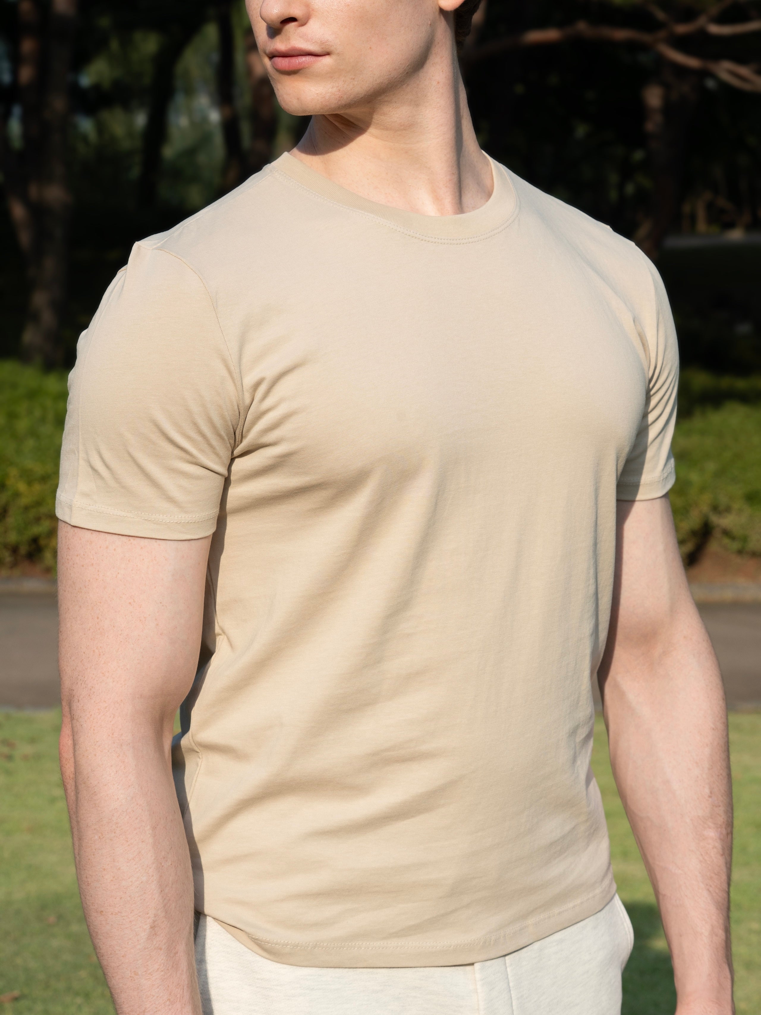 100% 순수 유기농 면 라운드 티셔츠