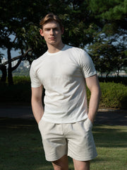 100% 순수 린넨 코튼 블렌드 라운드 티셔츠