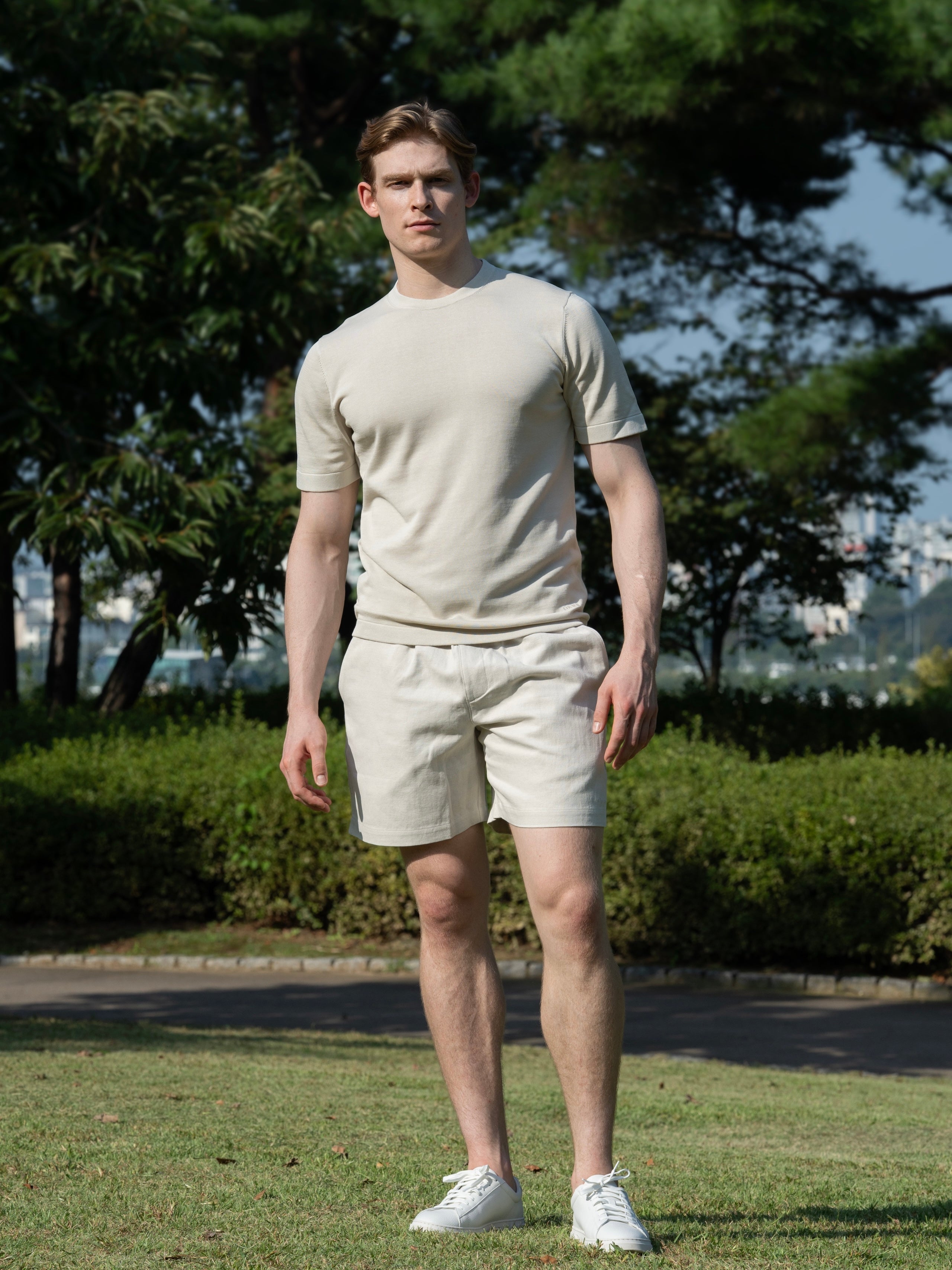 100% 순수 실크 코튼 블렌드 라운드 티셔츠