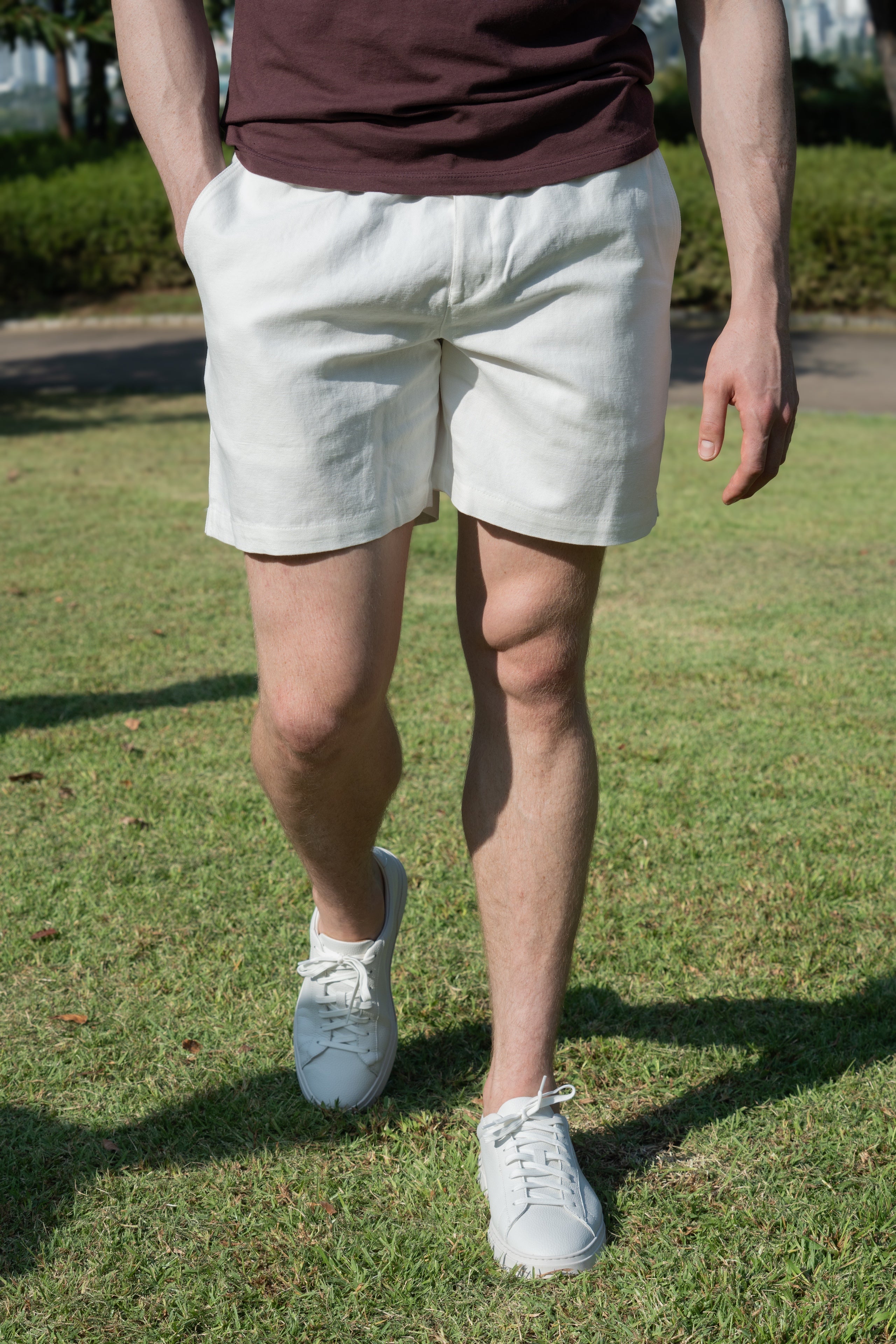 100% 순수 린넨 코튼 블렌드 와이드 반바지