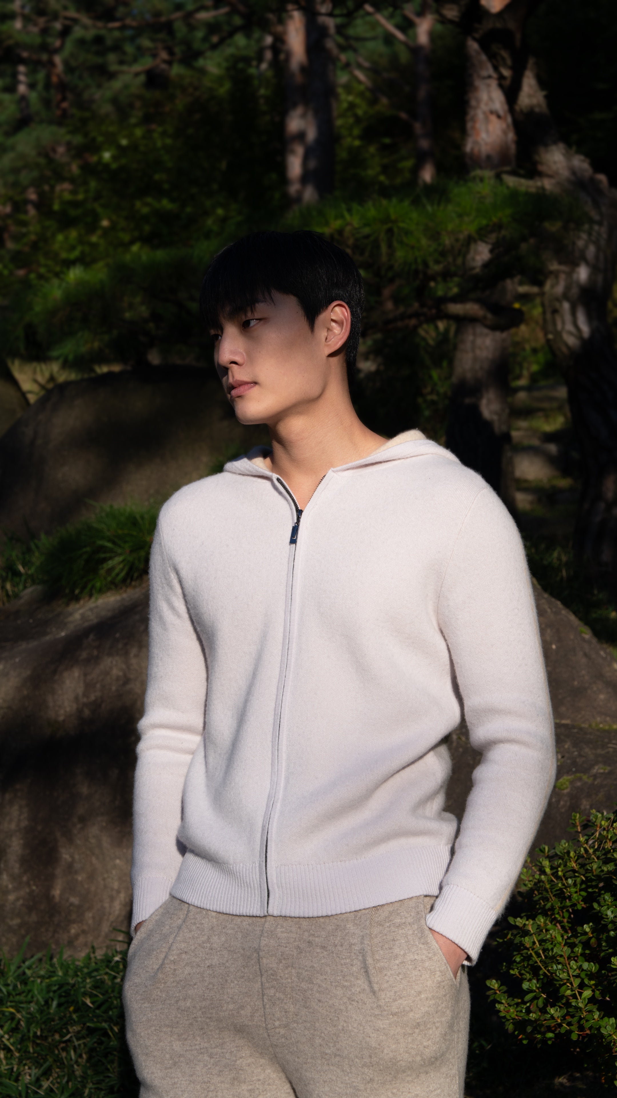 순수 캐시미어 울 블랜드 후드 집업