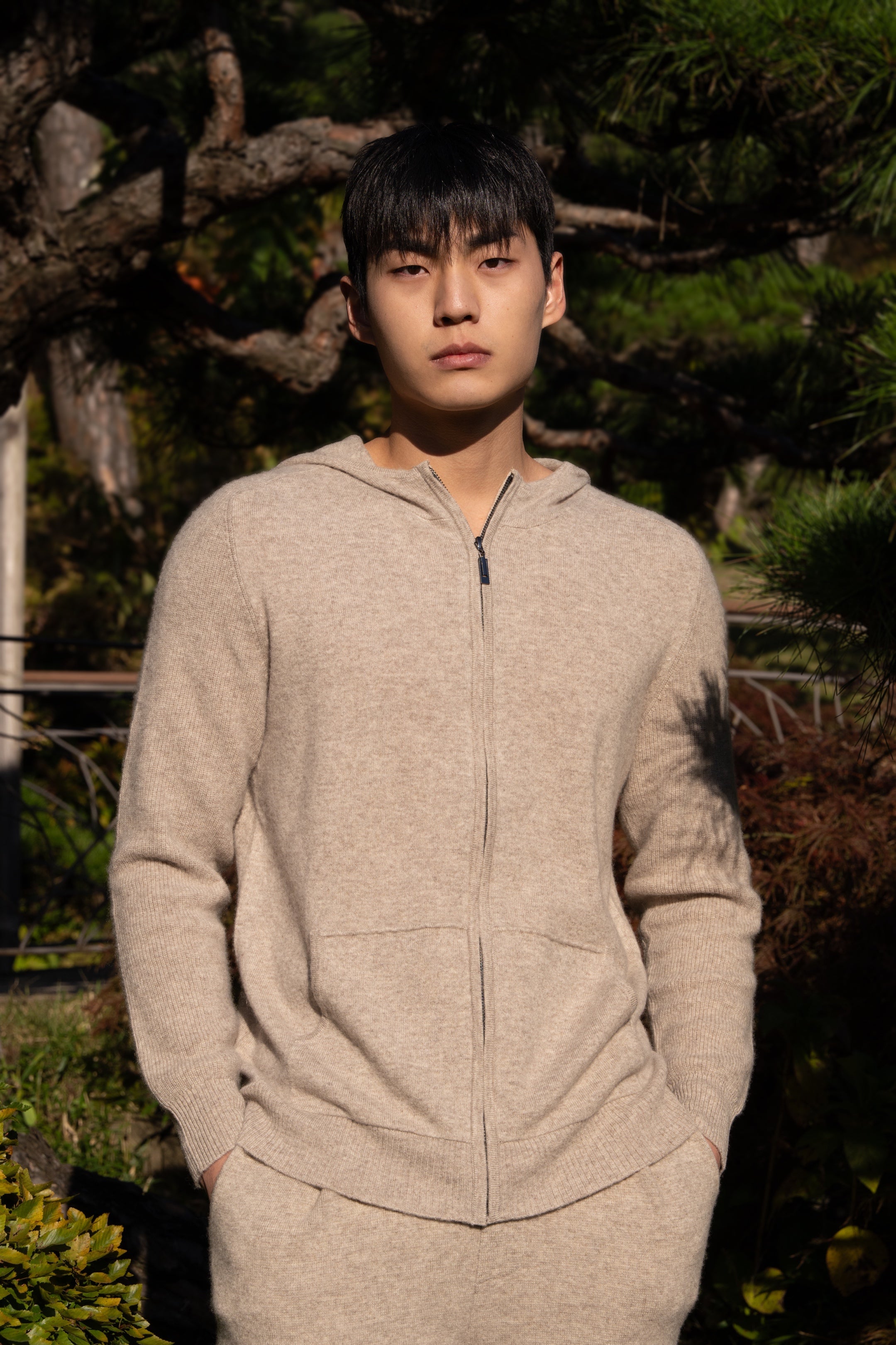 순수 캐시미어 울 블랜드 후드 집업