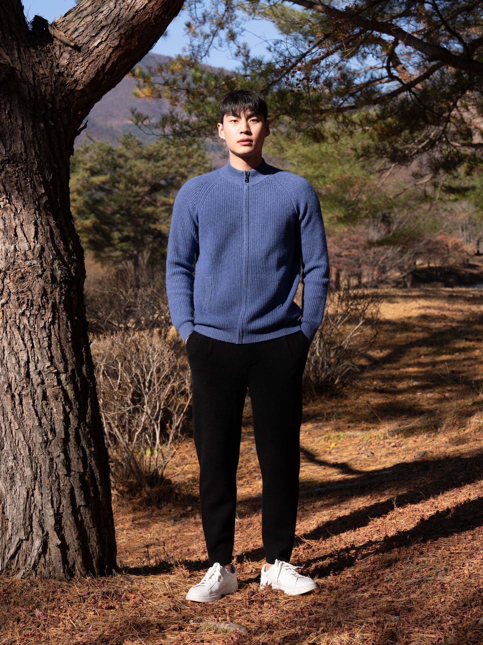 순수 캐시미어 울 블랜드 니트 집업