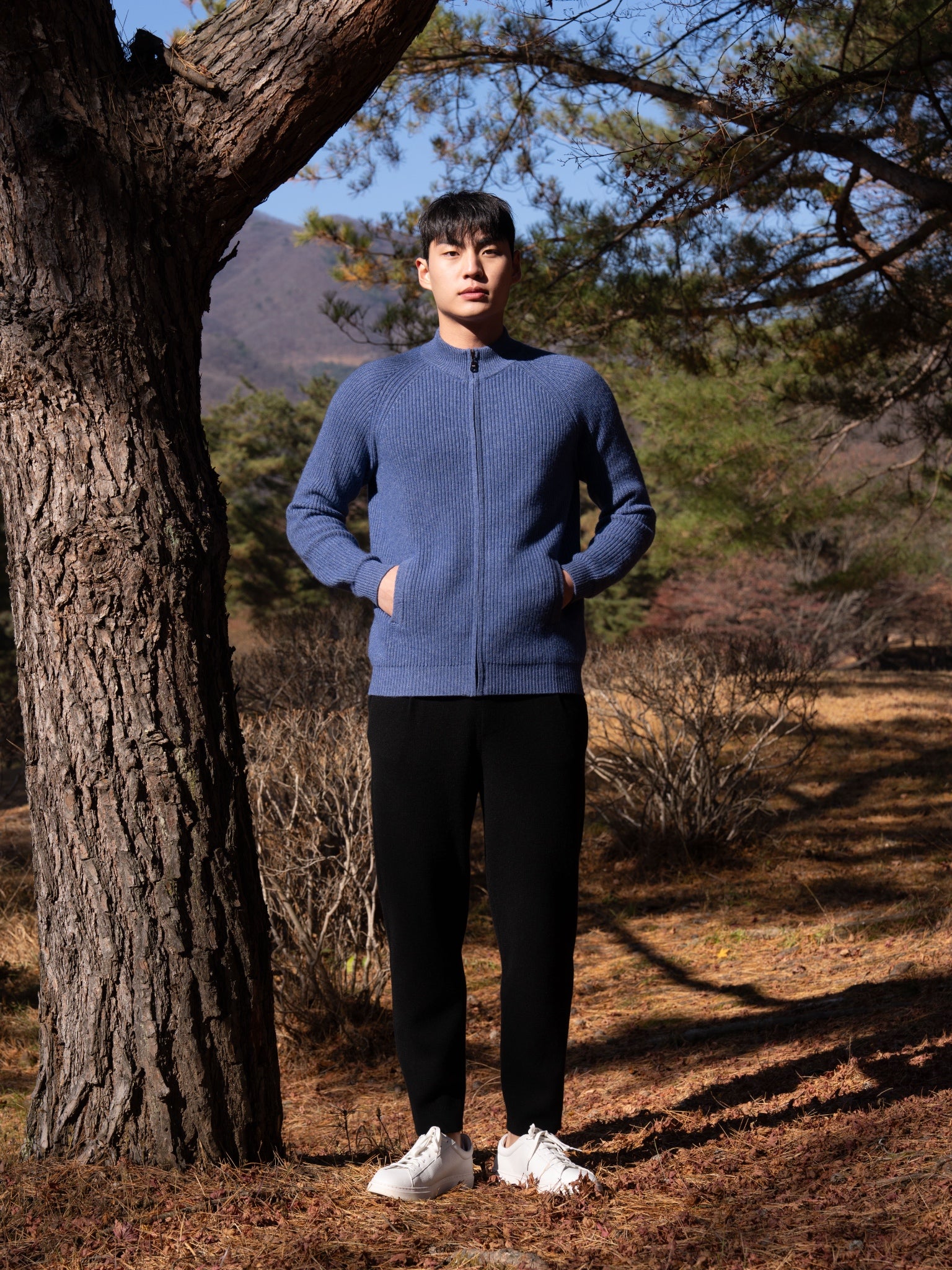 순수 캐시미어 울 블랜드 니트 집업