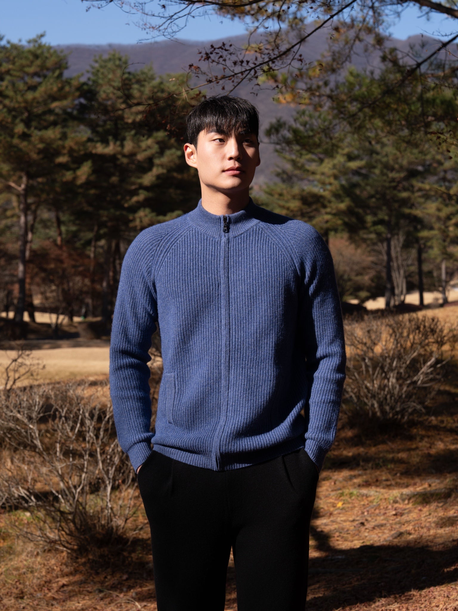 순수 캐시미어 울 블랜드 니트 집업