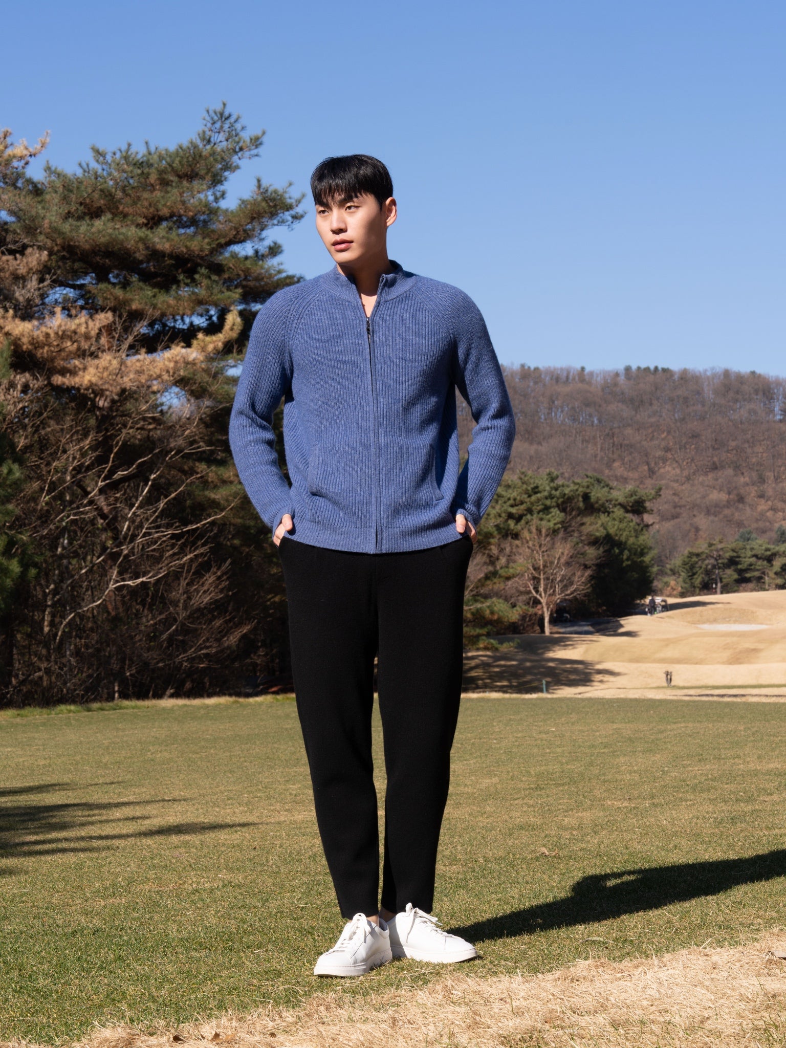 순수 캐시미어 울 블랜드 핀턱 팬츠