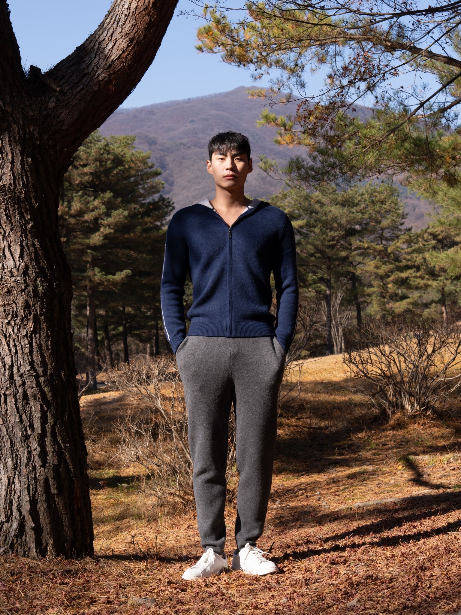 순수 캐시미어 울 블랜드 후드 집업