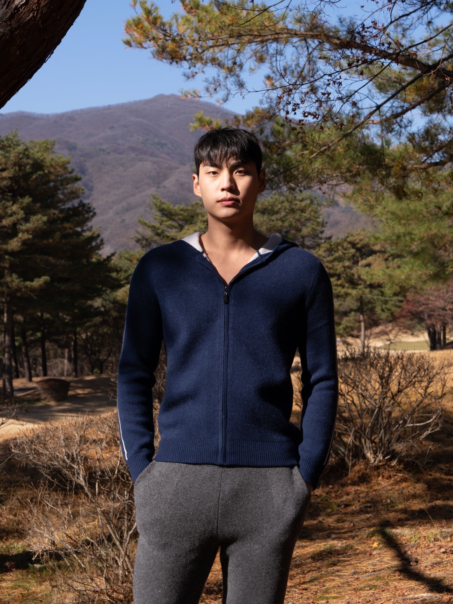 순수 캐시미어 울 블랜드 후드 집업