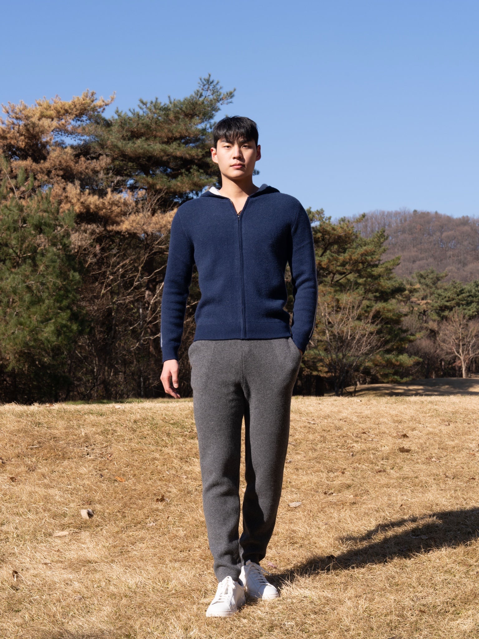 순수 캐시미어 울 블랜드 후드 집업