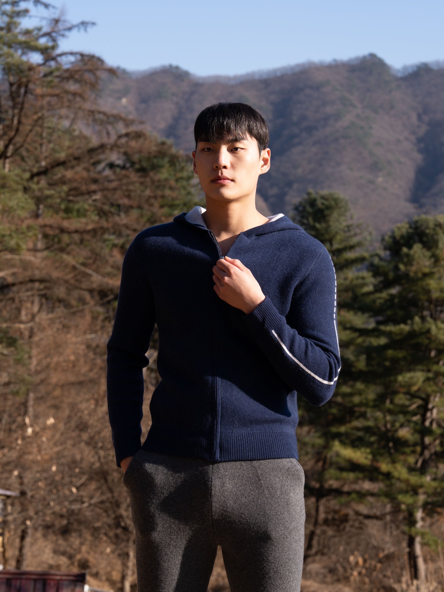 순수 캐시미어 울 블랜드 후드 집업