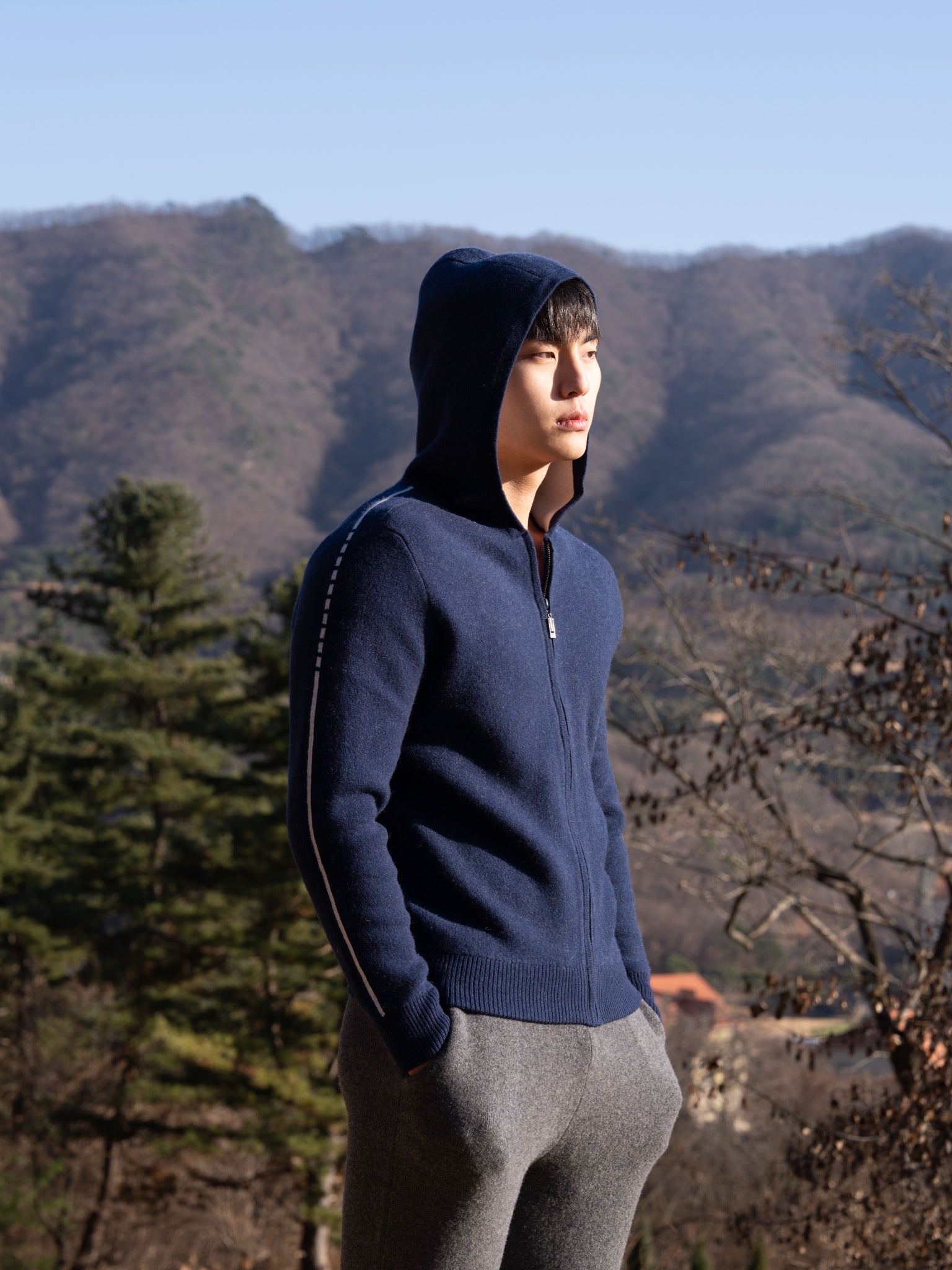 순수 캐시미어 울 블랜드 후드 집업