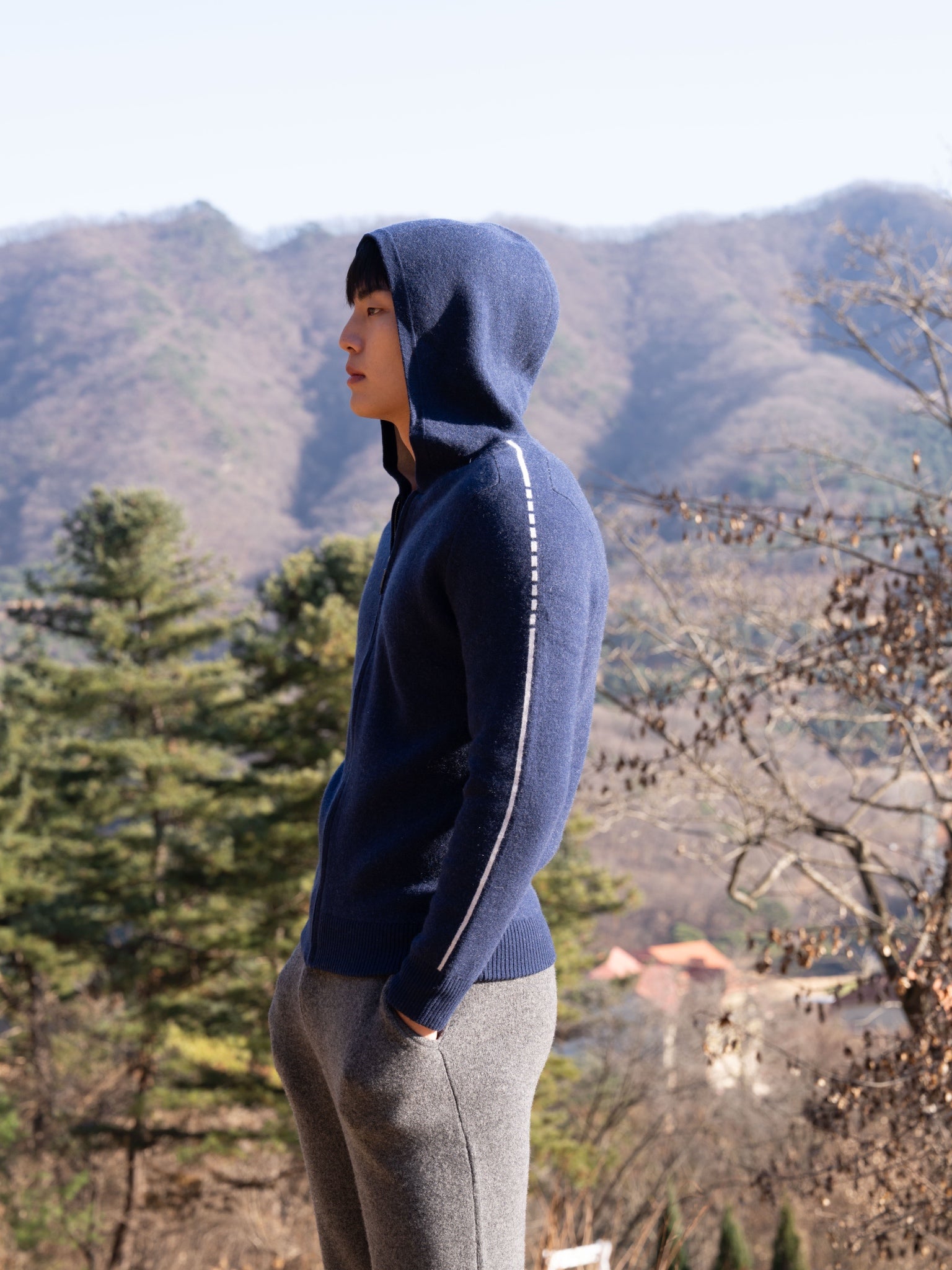 순수 캐시미어 울 블랜드 후드 집업