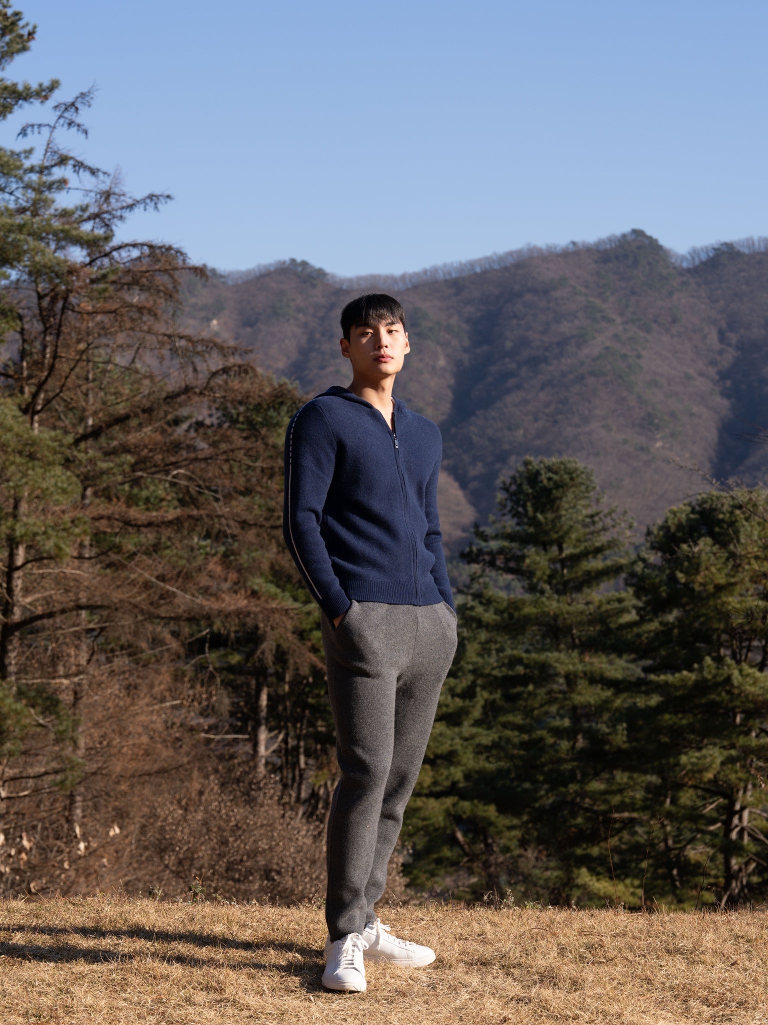 순수 캐시미어 울 블랜드 후드 집업