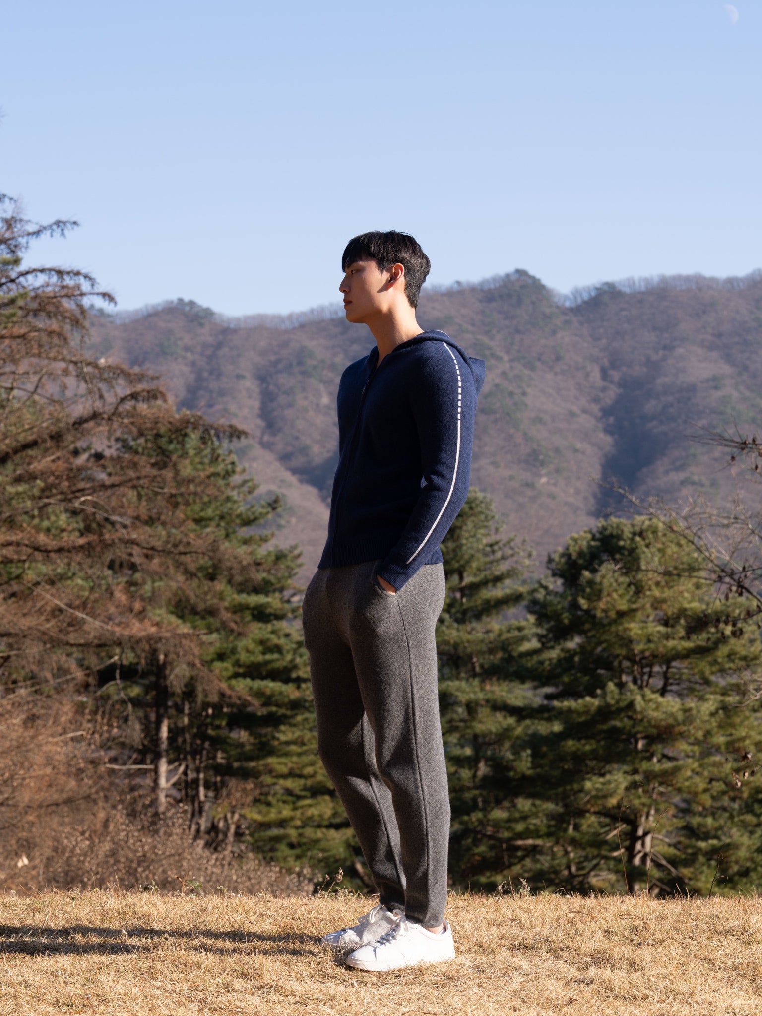 순수 캐시미어 울 블랜드 후드 집업