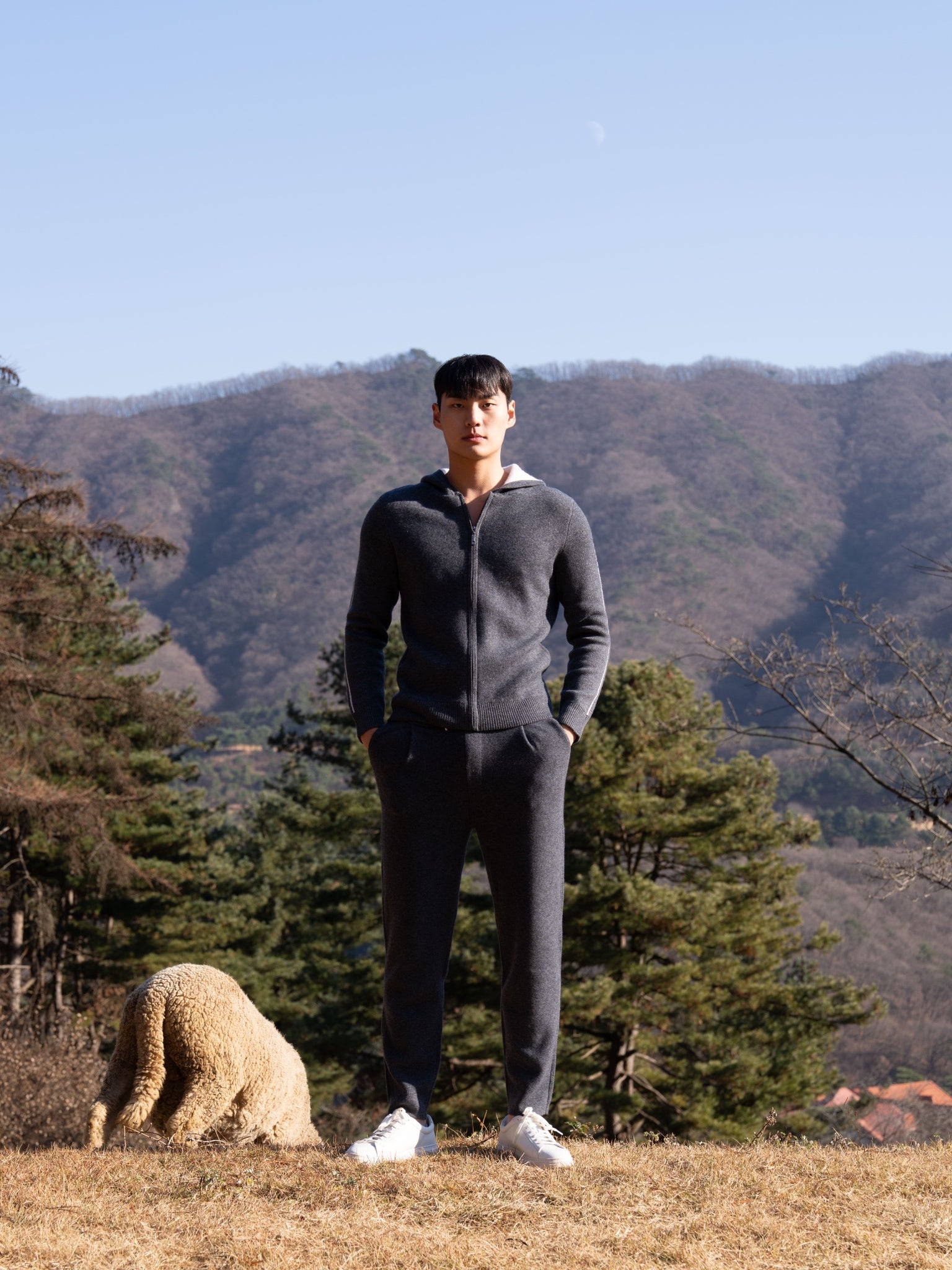 순수 캐시미어 울 블랜드 후드 집업