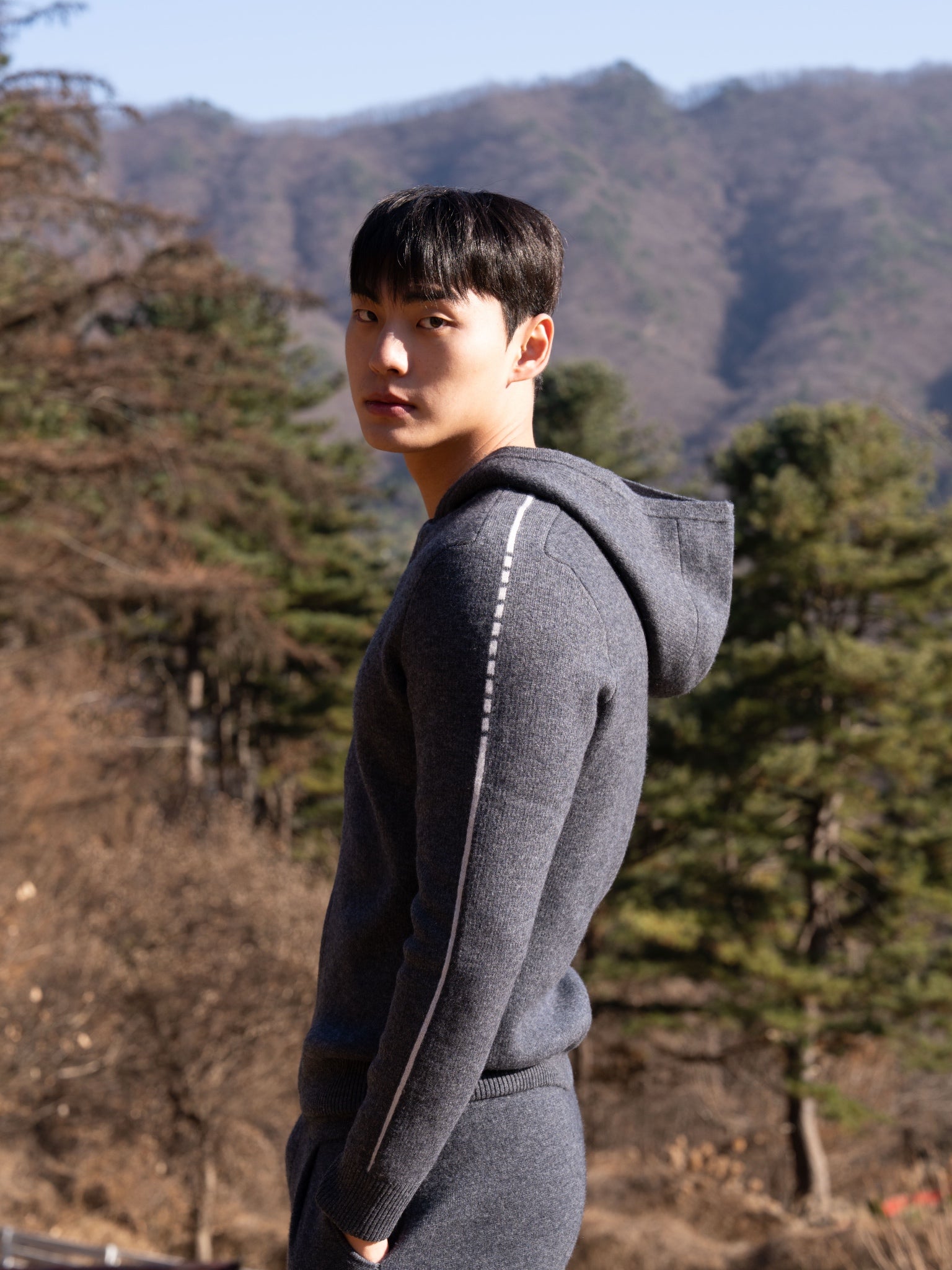 순수 캐시미어 울 블랜드 후드 집업