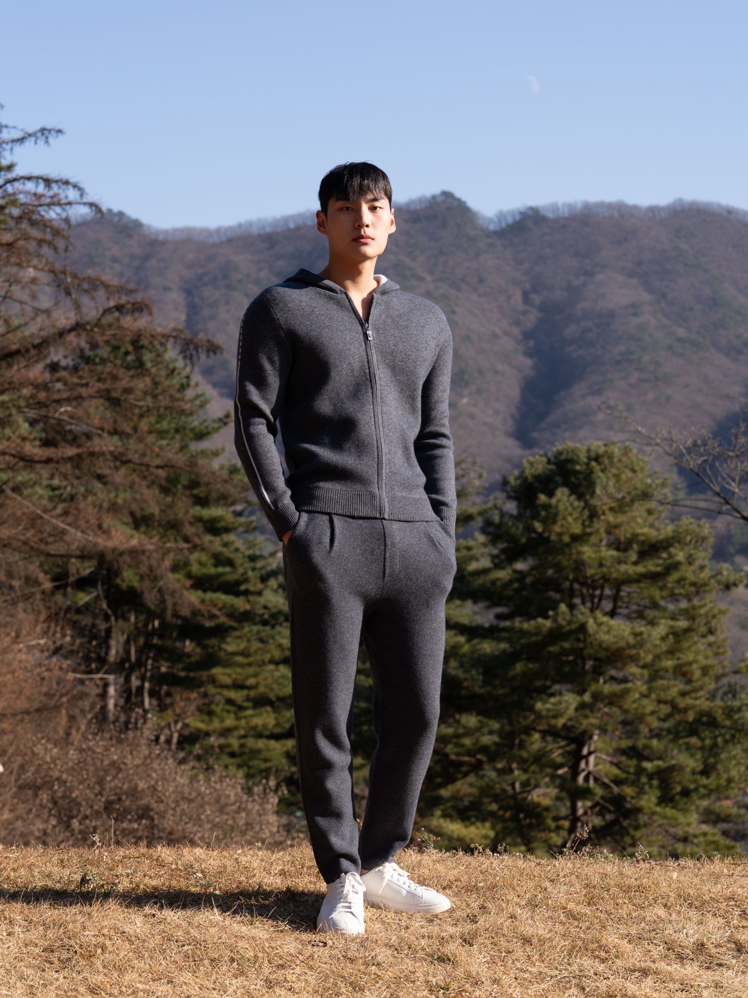 순수 캐시미어 울 블랜드 후드 집업