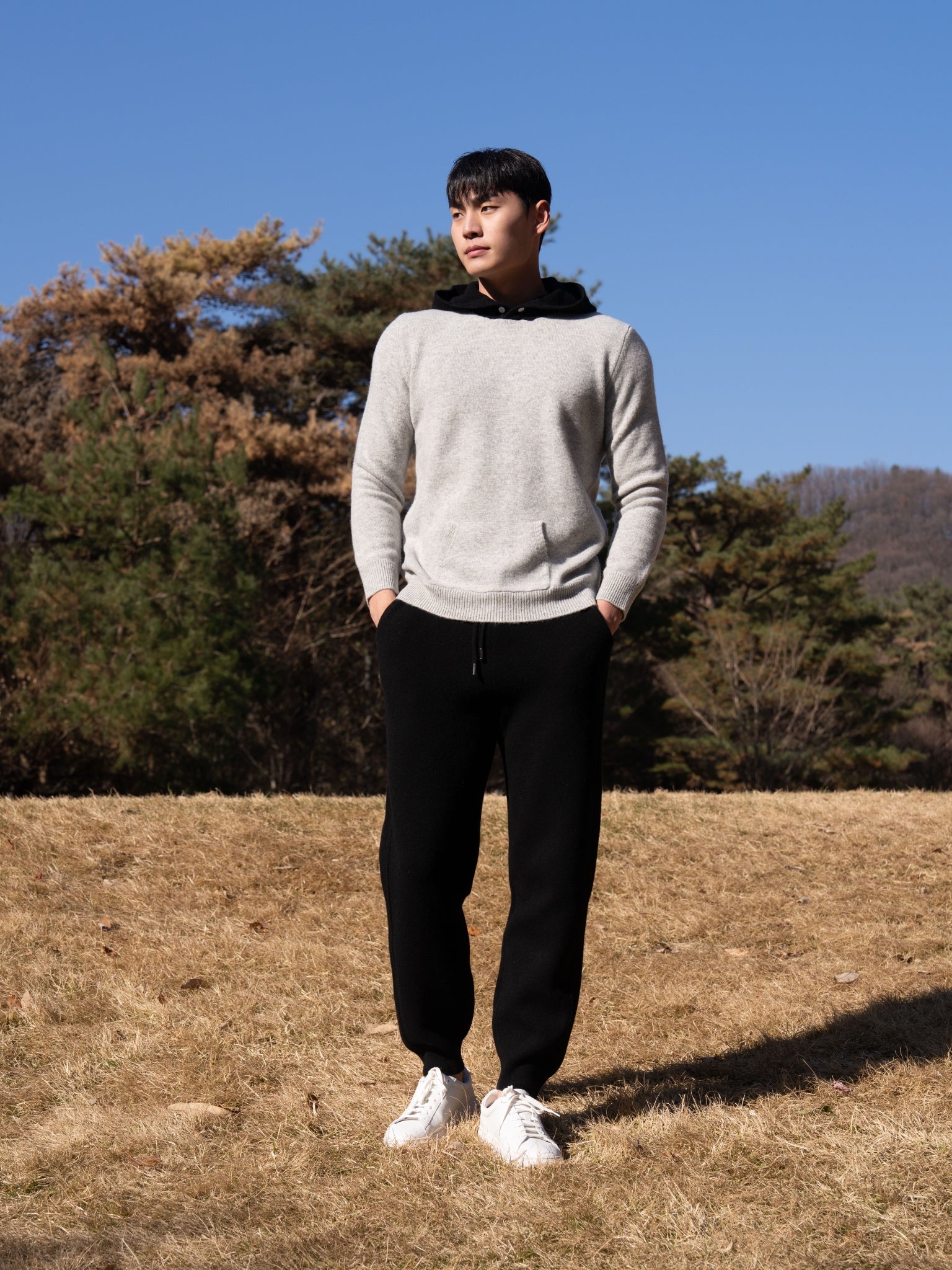 순수 메리노 울 후드티