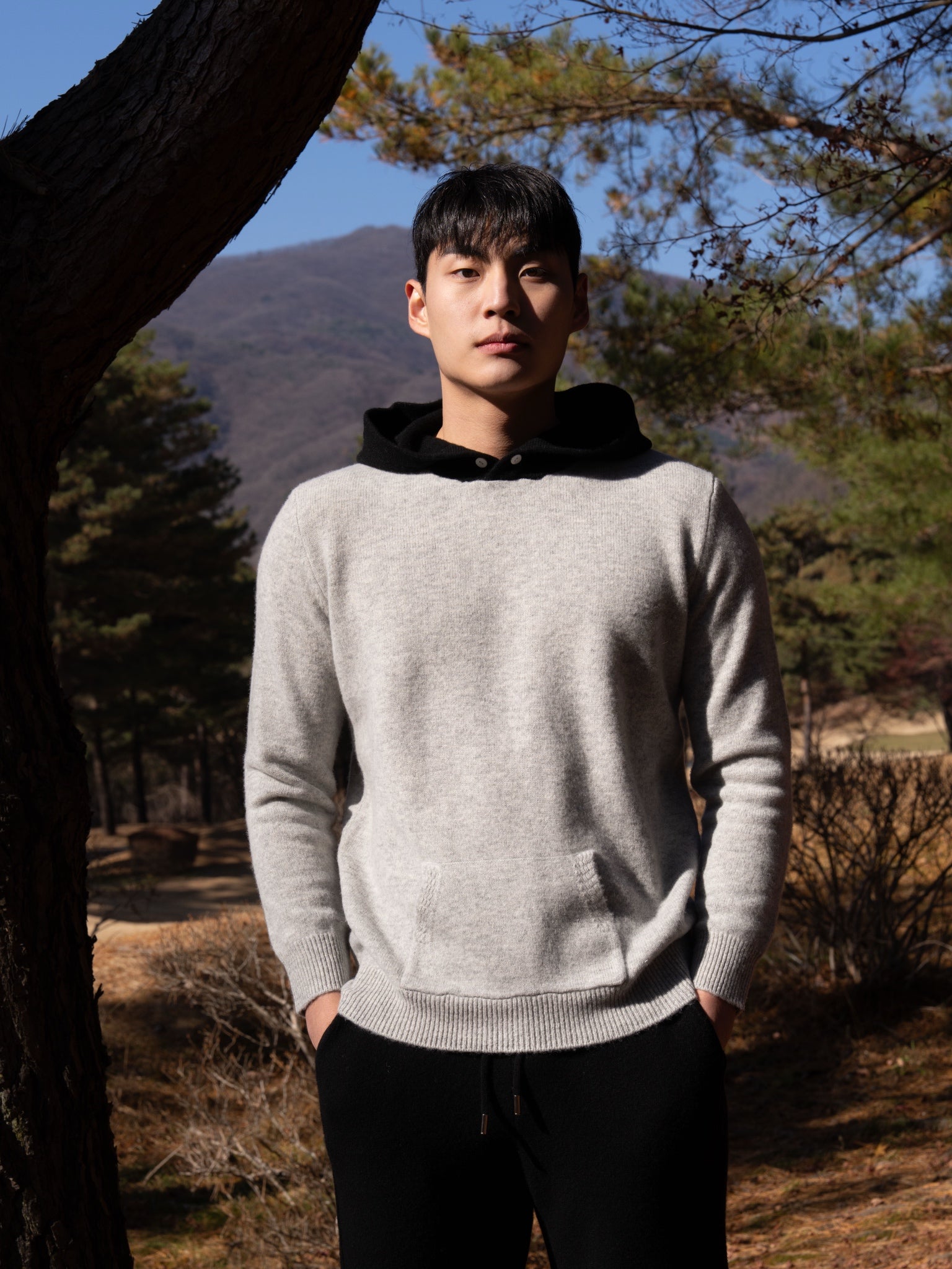 순수 메리노 울 후드티