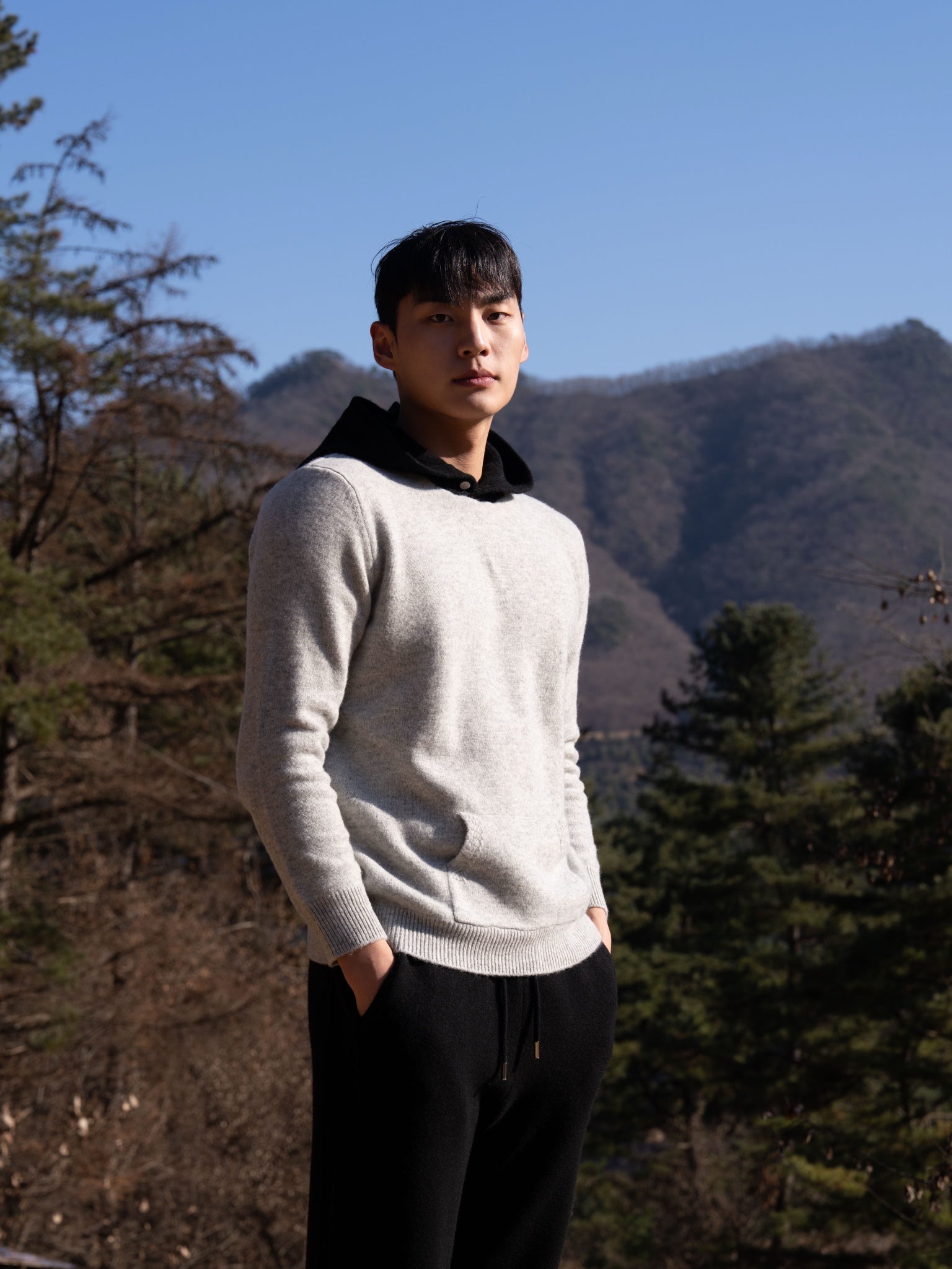 순수 메리노 울 후드티