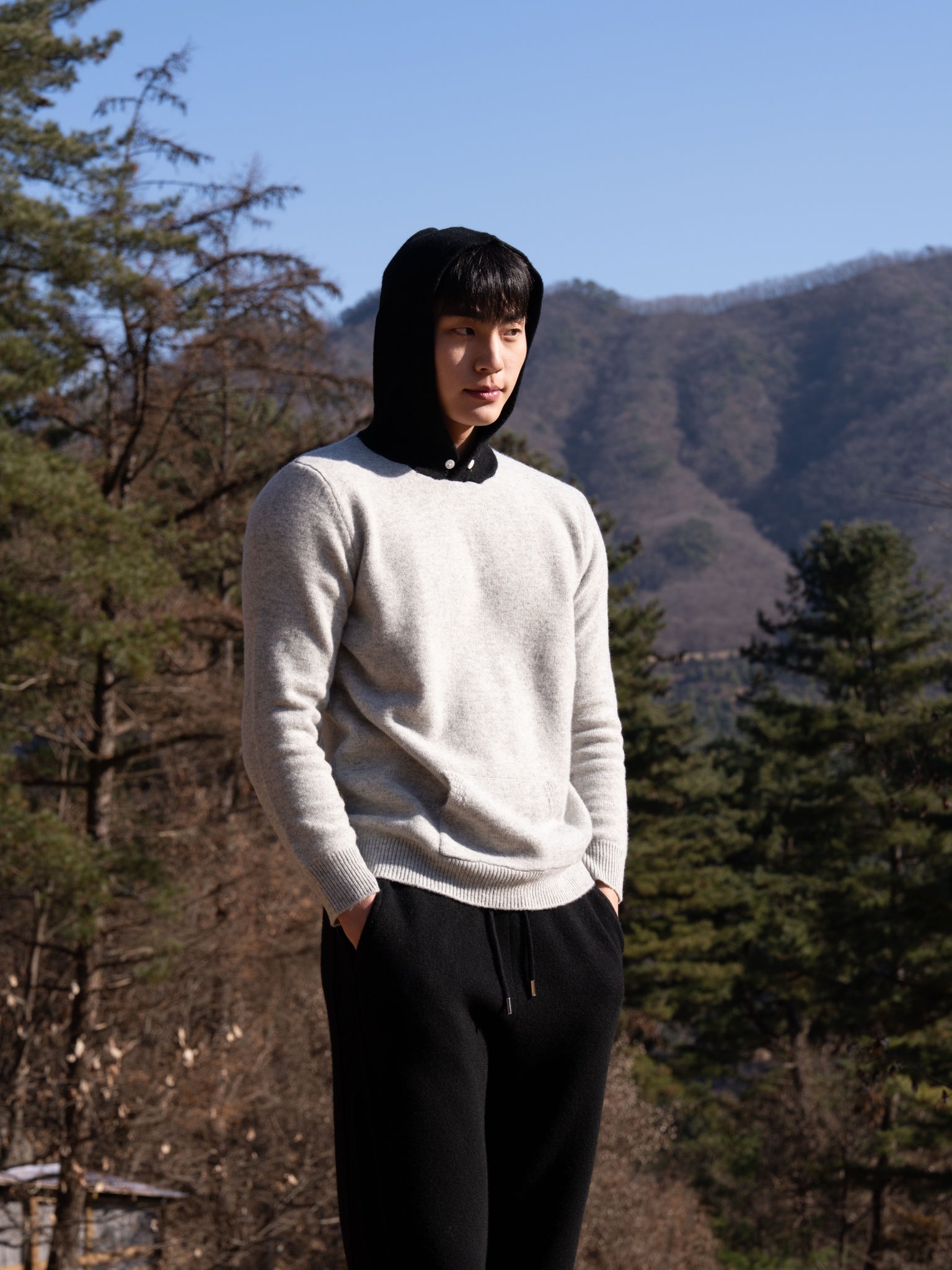 순수 메리노 울 후드티