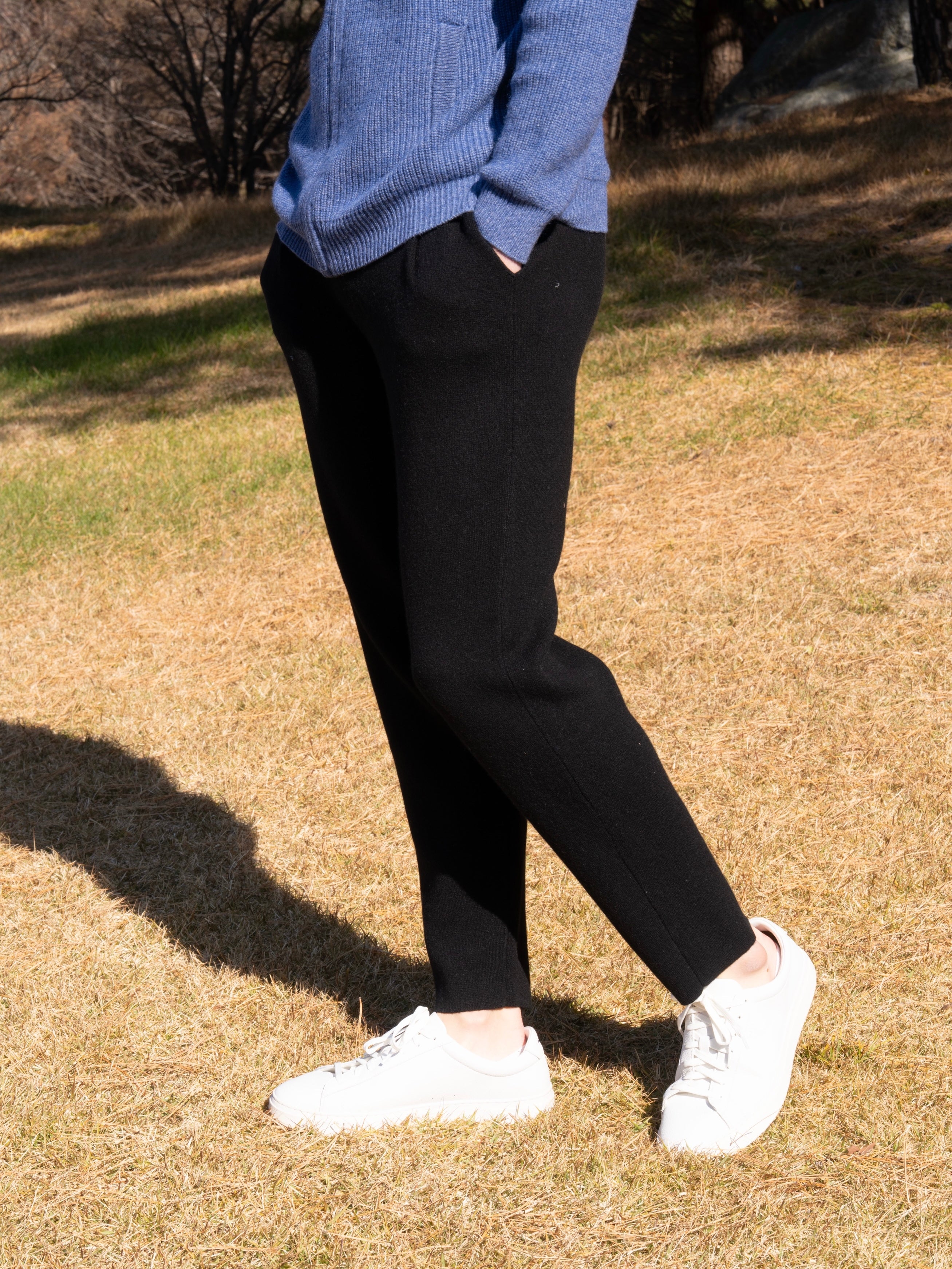 순수 캐시미어 울 블랜드 핀턱 팬츠