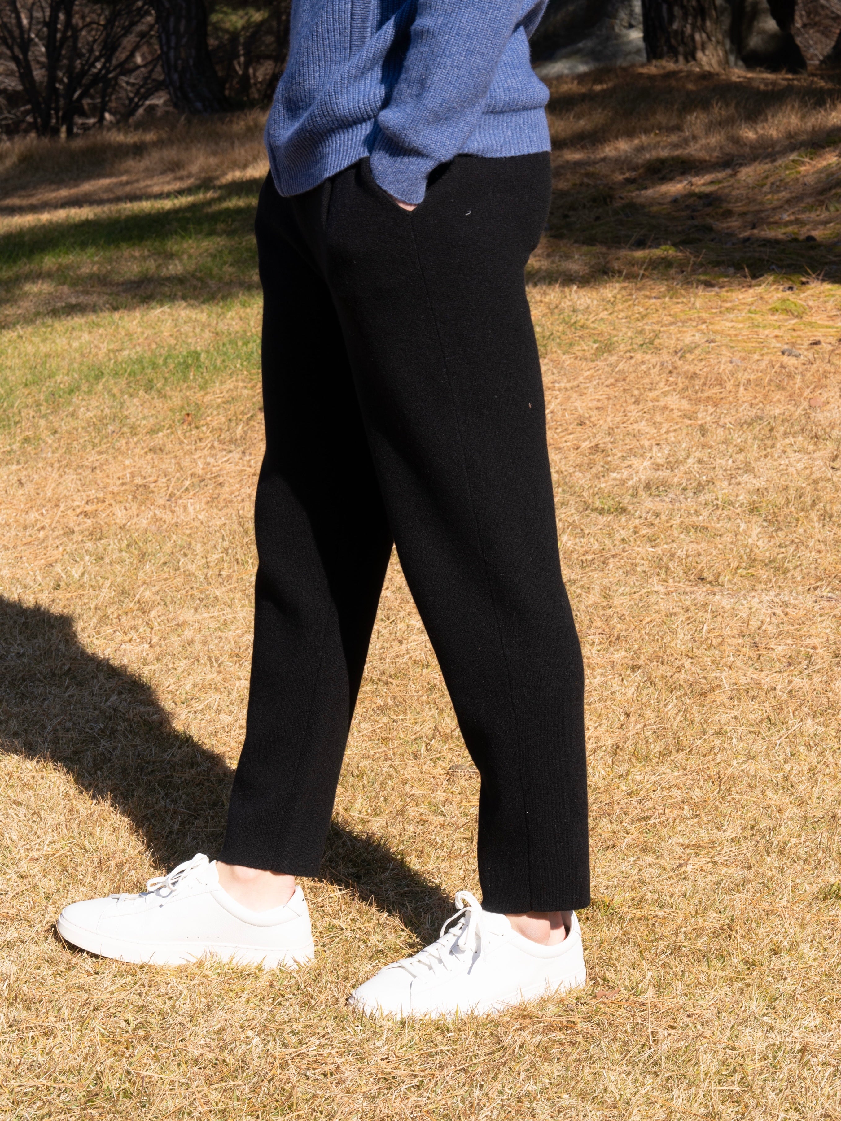 순수 캐시미어 울 블랜드 핀턱 팬츠