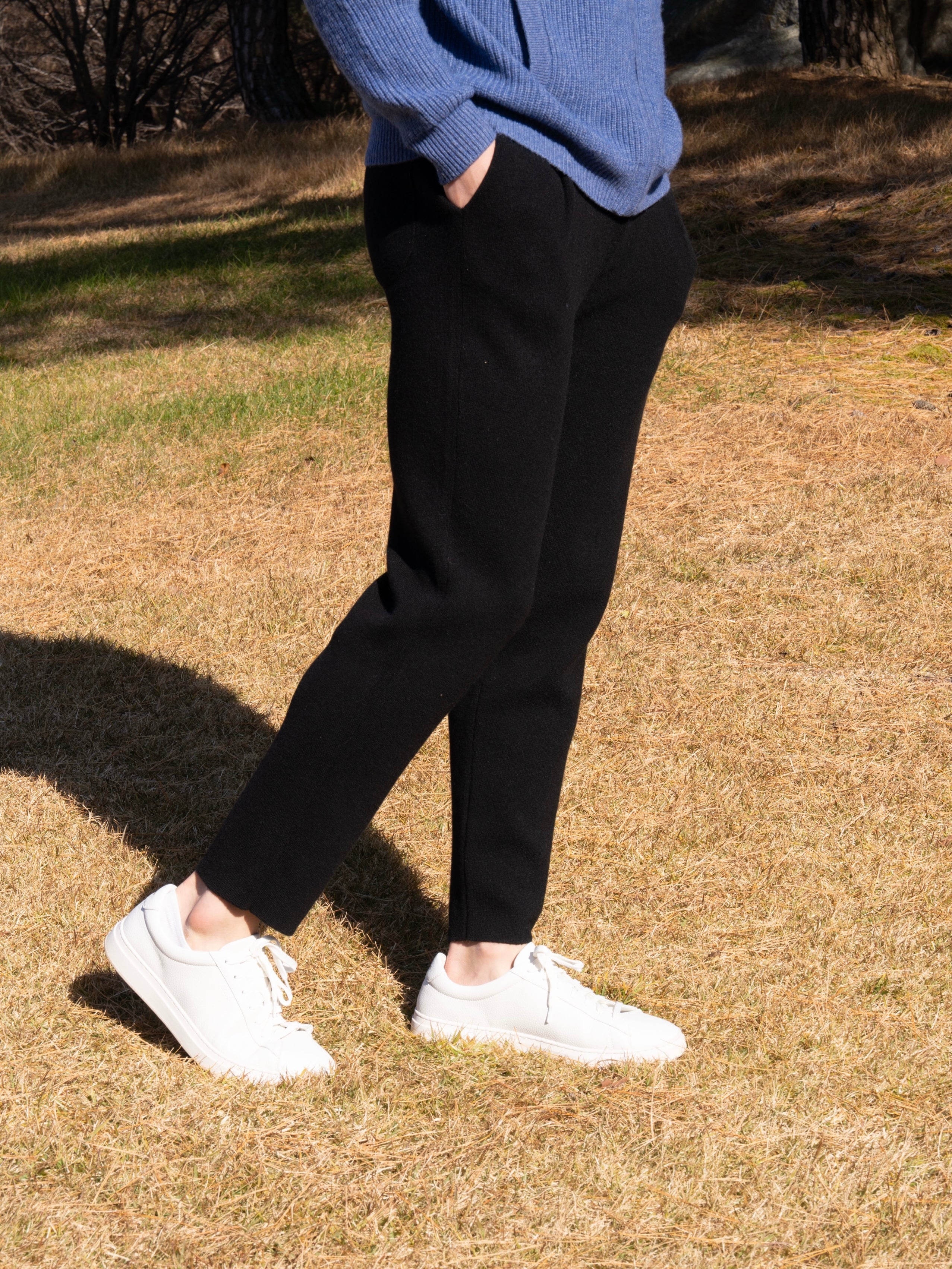 순수 캐시미어 울 블랜드 핀턱 팬츠