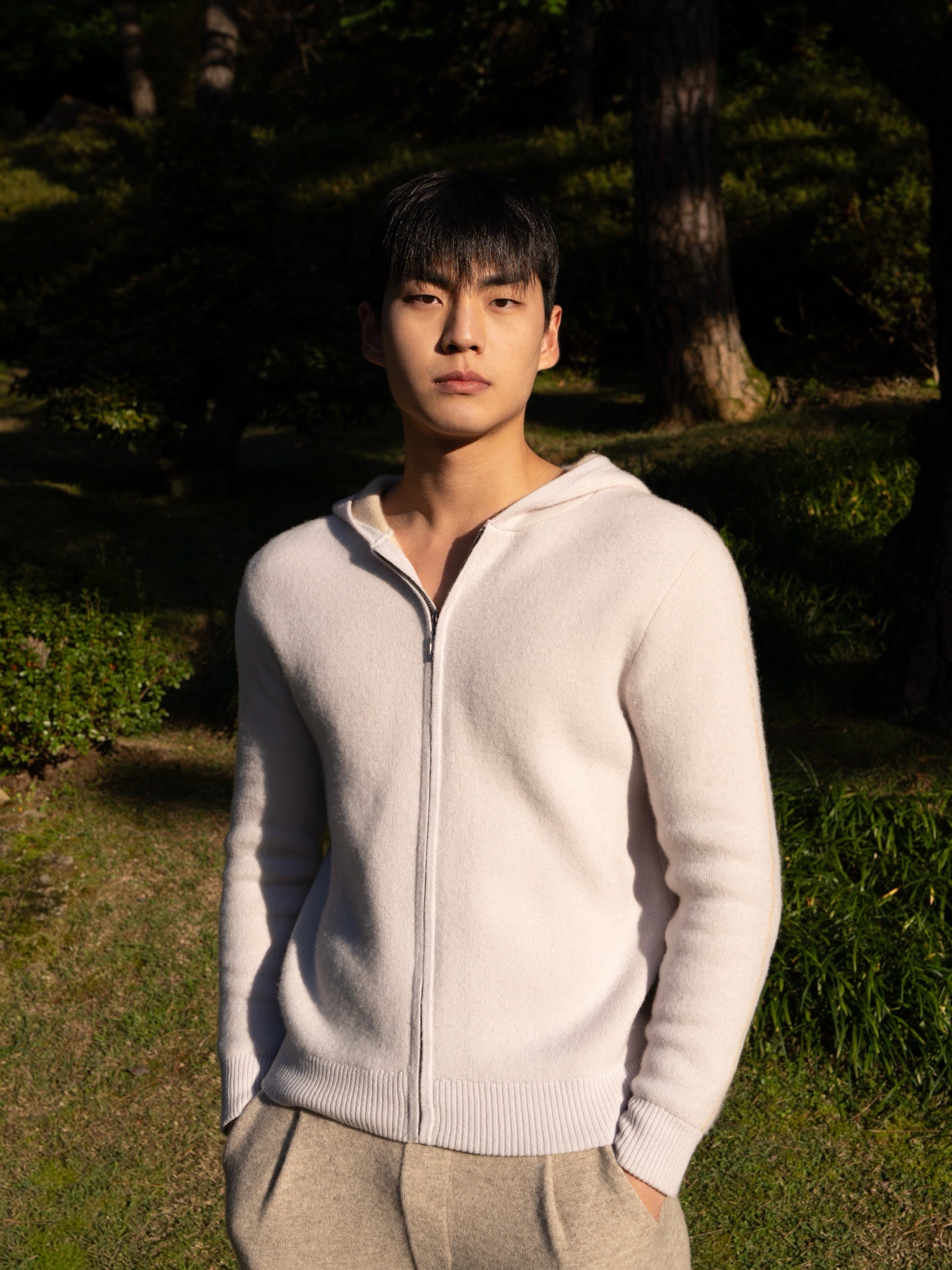 순수 캐시미어 울 블랜드 후드 집업