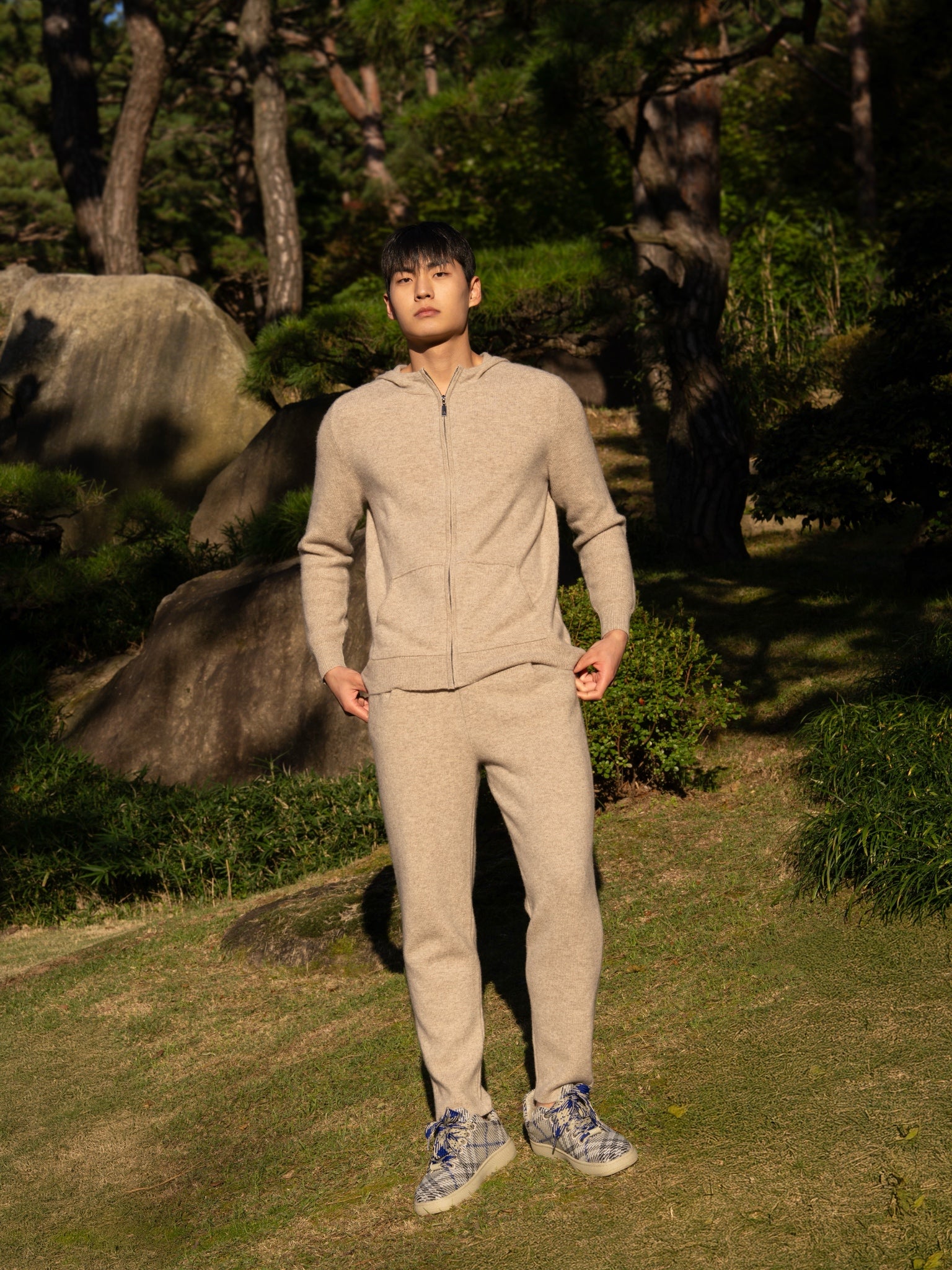 순수 캐시미어 울 블랜드 핀턱 팬츠