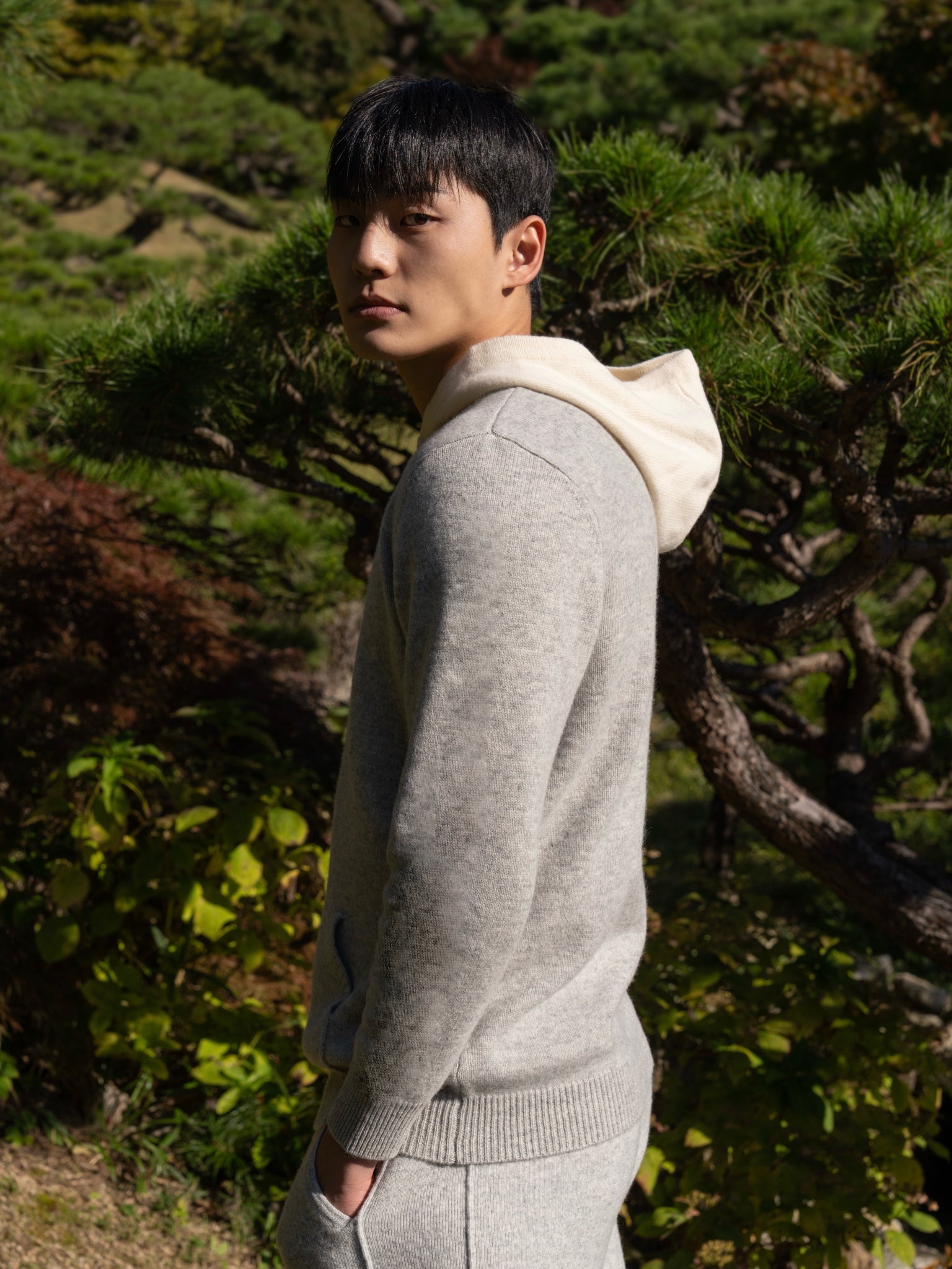 순수 메리노 울 후드티