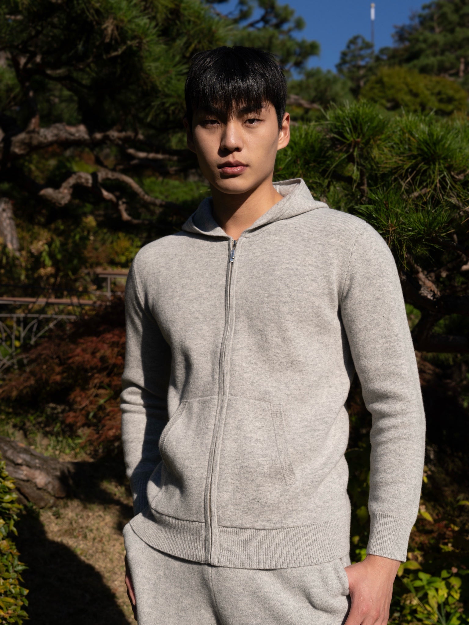 순수 메리노 울 베이직 후드 집업