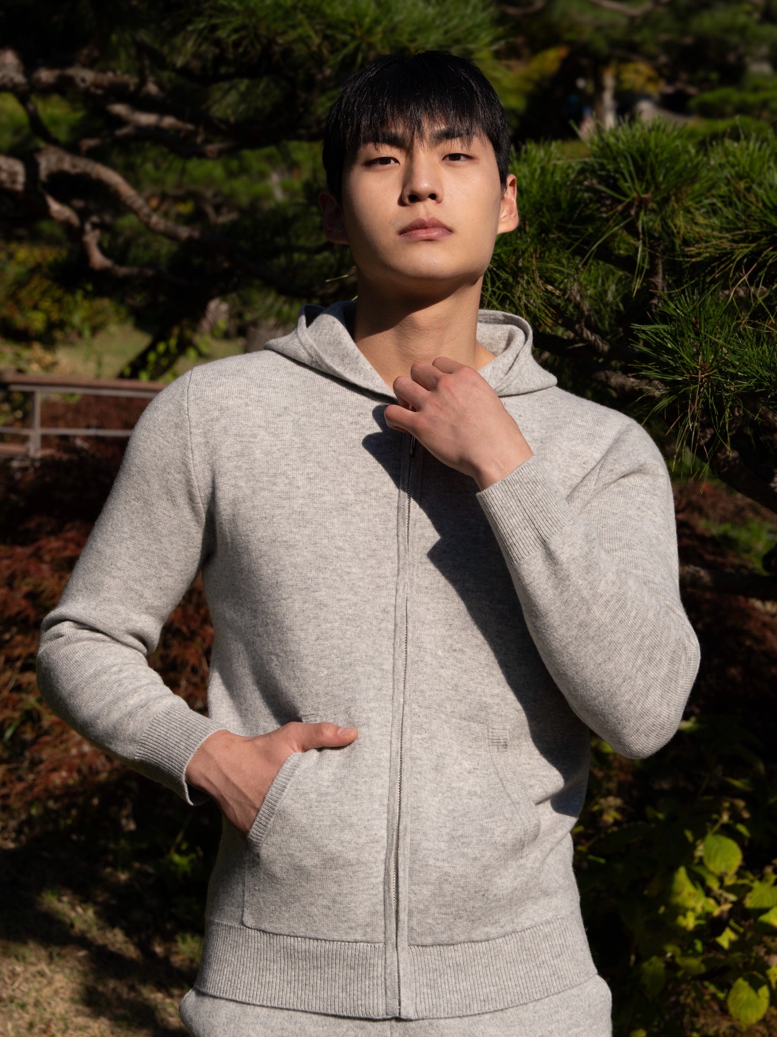 순수 메리노 울 베이직 후드 집업