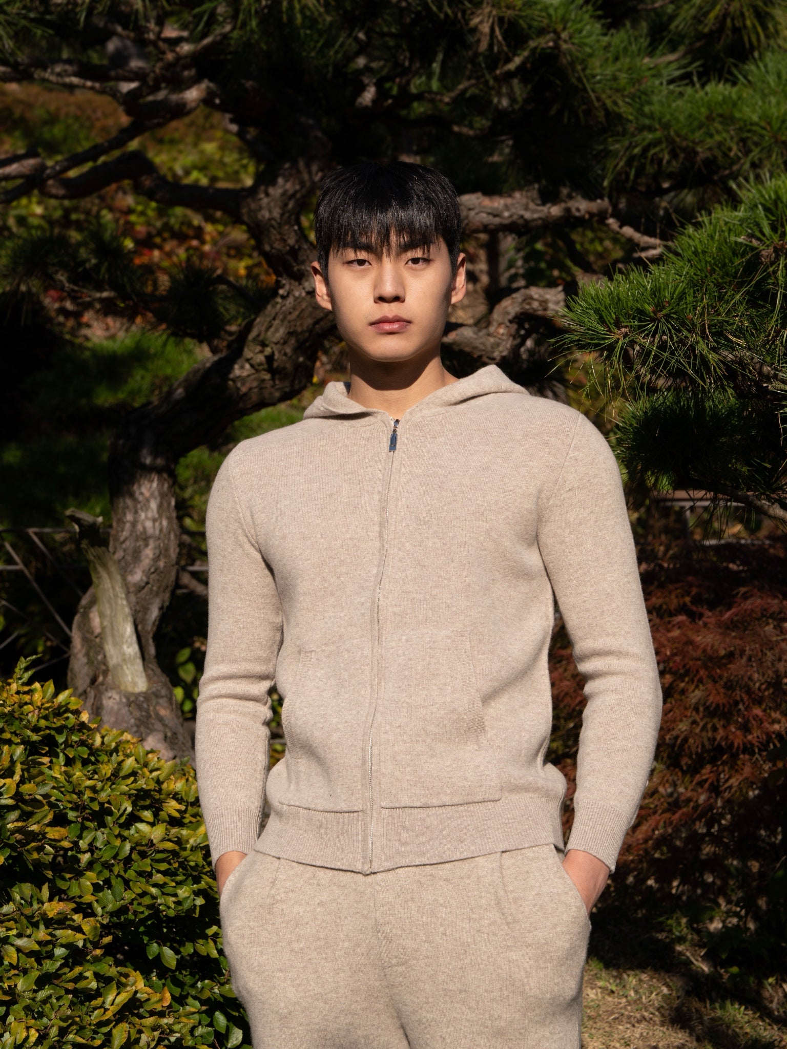 순수 메리노 울 베이직 후드 집업