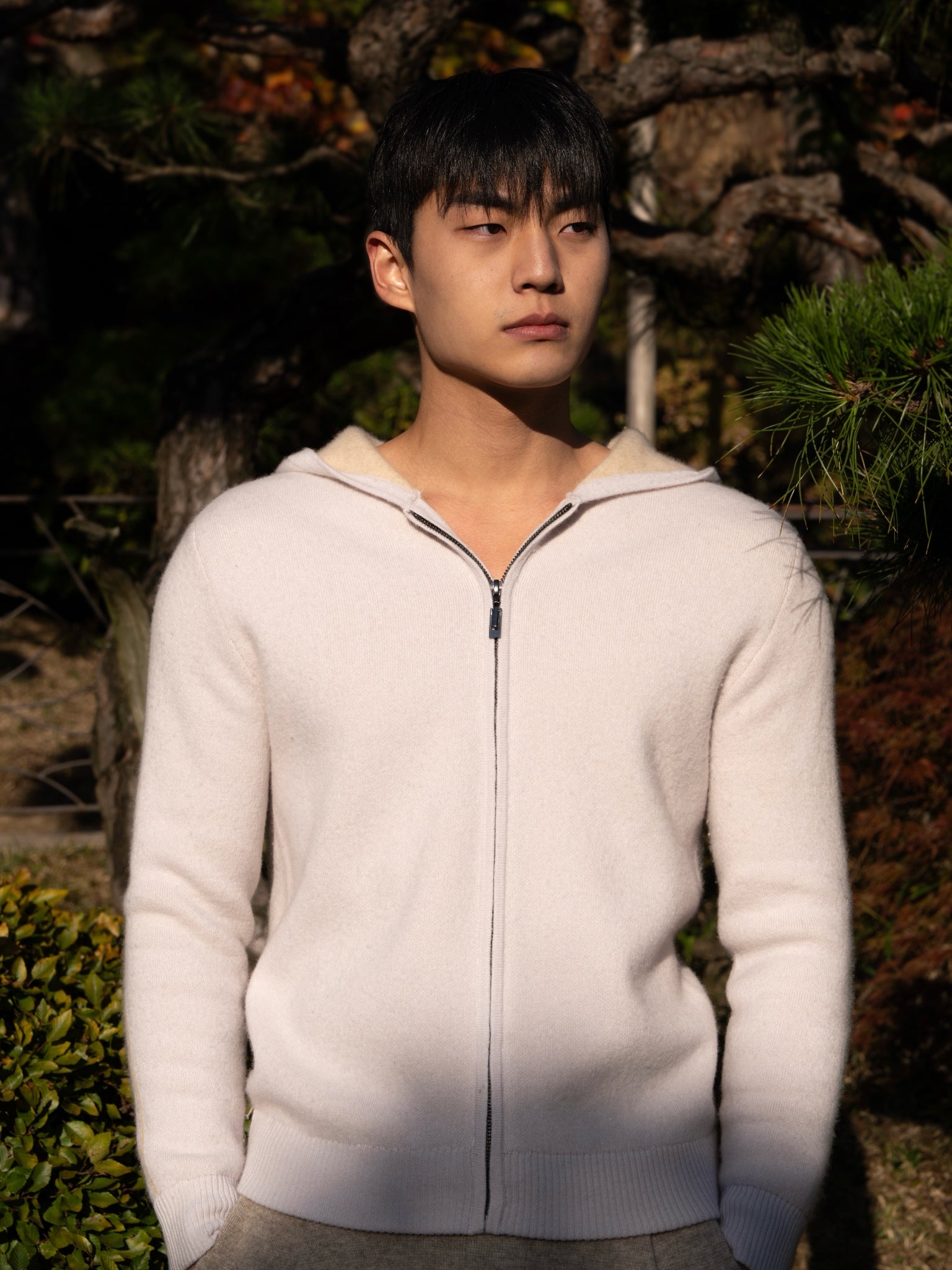 순수 캐시미어 울 블랜드 후드 집업