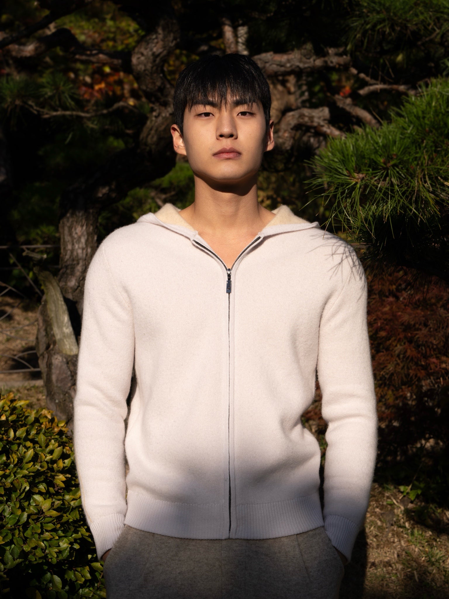 순수 캐시미어 울 블랜드 후드 집업