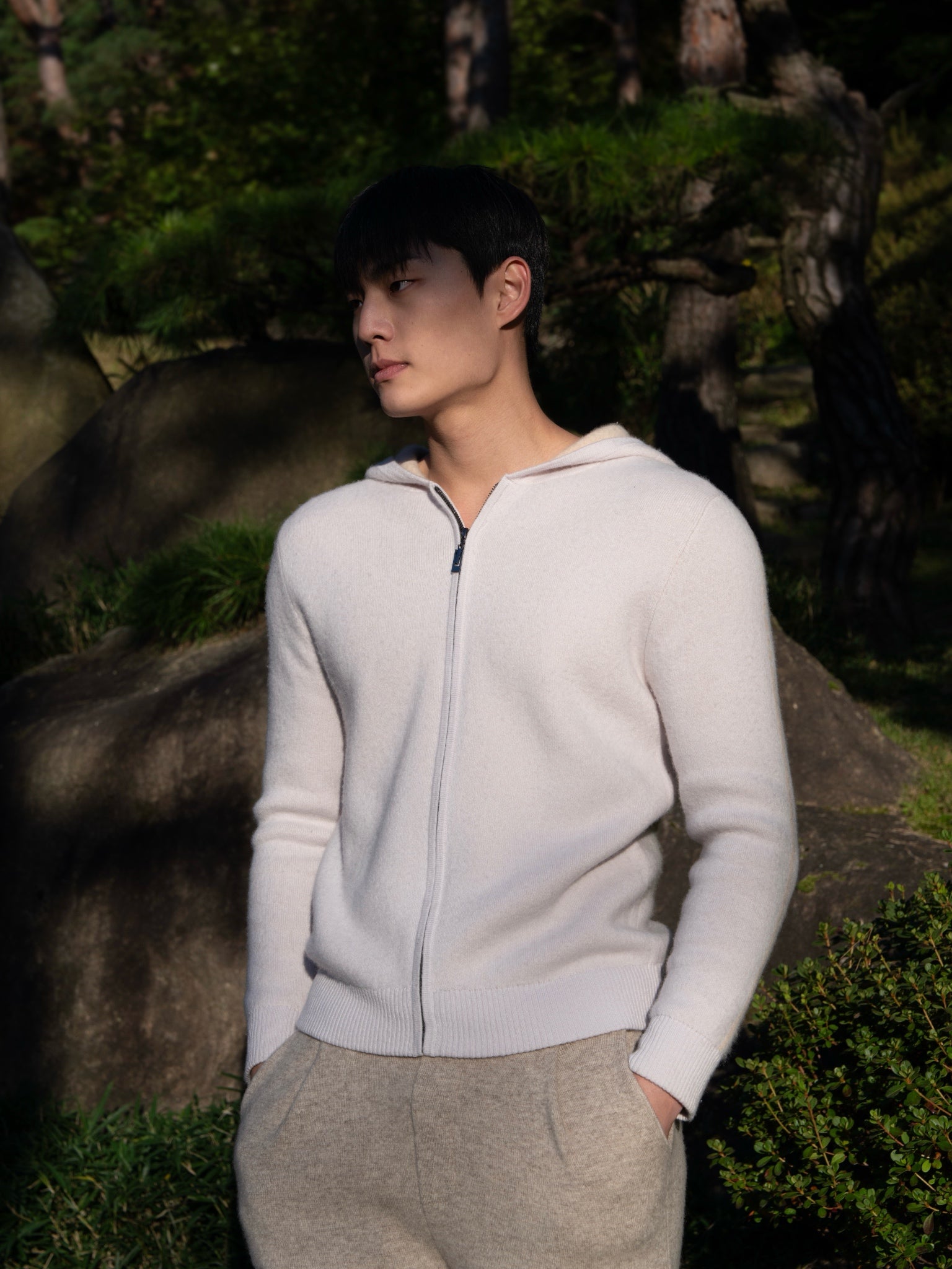 순수 캐시미어 울 블랜드 후드 집업