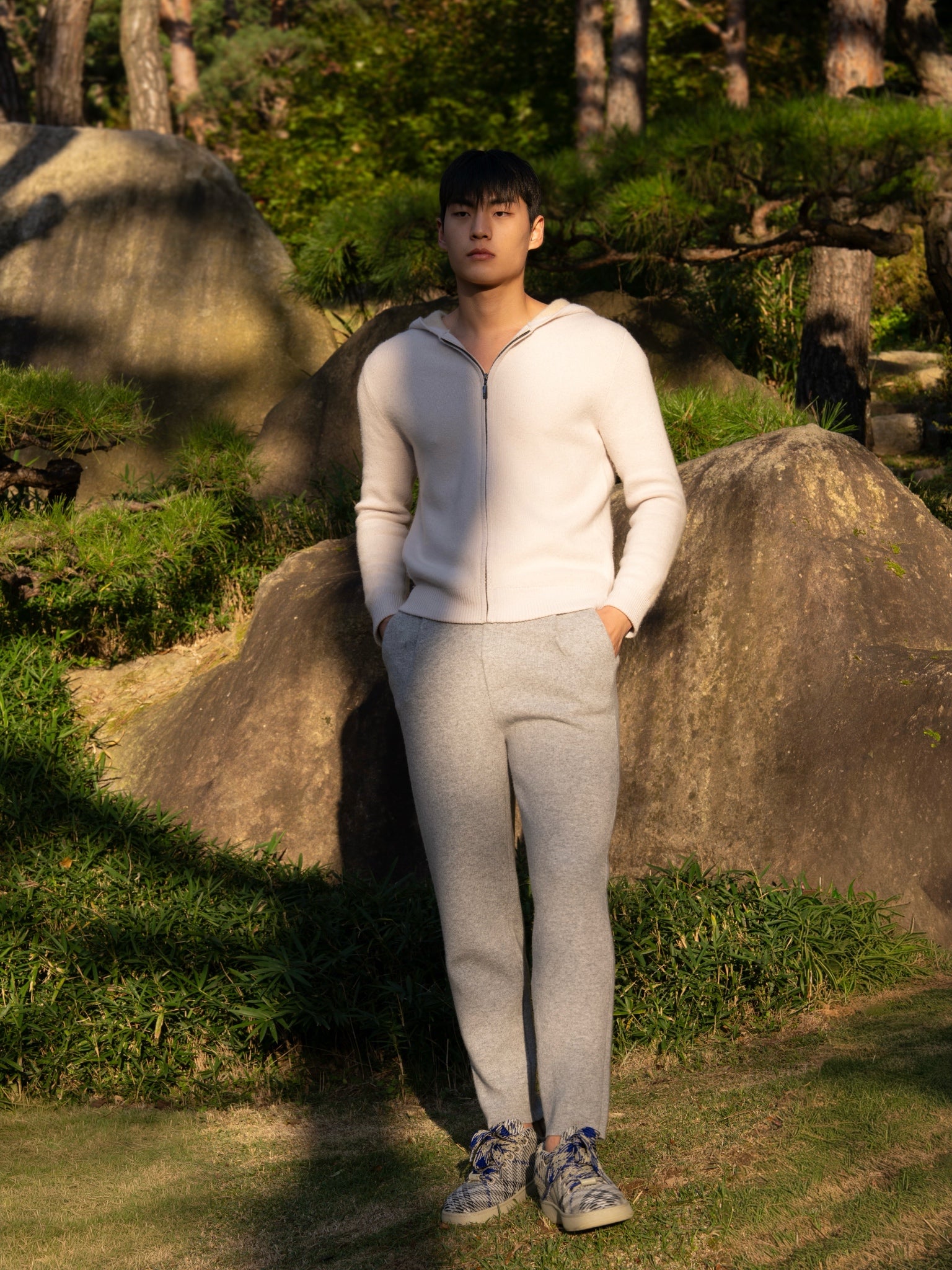 순수 캐시미어 울 블랜드 후드 집업