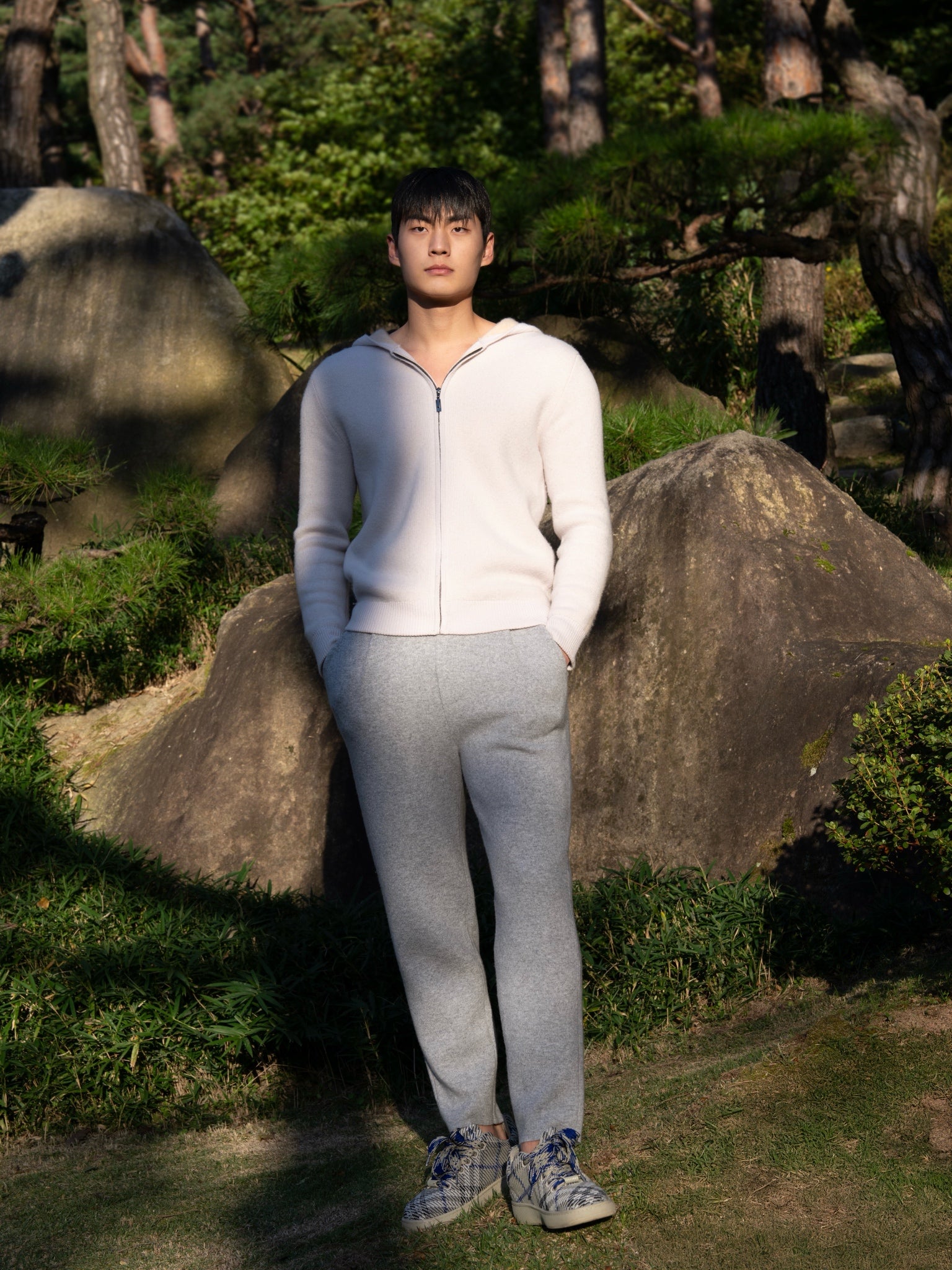 순수 캐시미어 울 블랜드 핀턱 팬츠