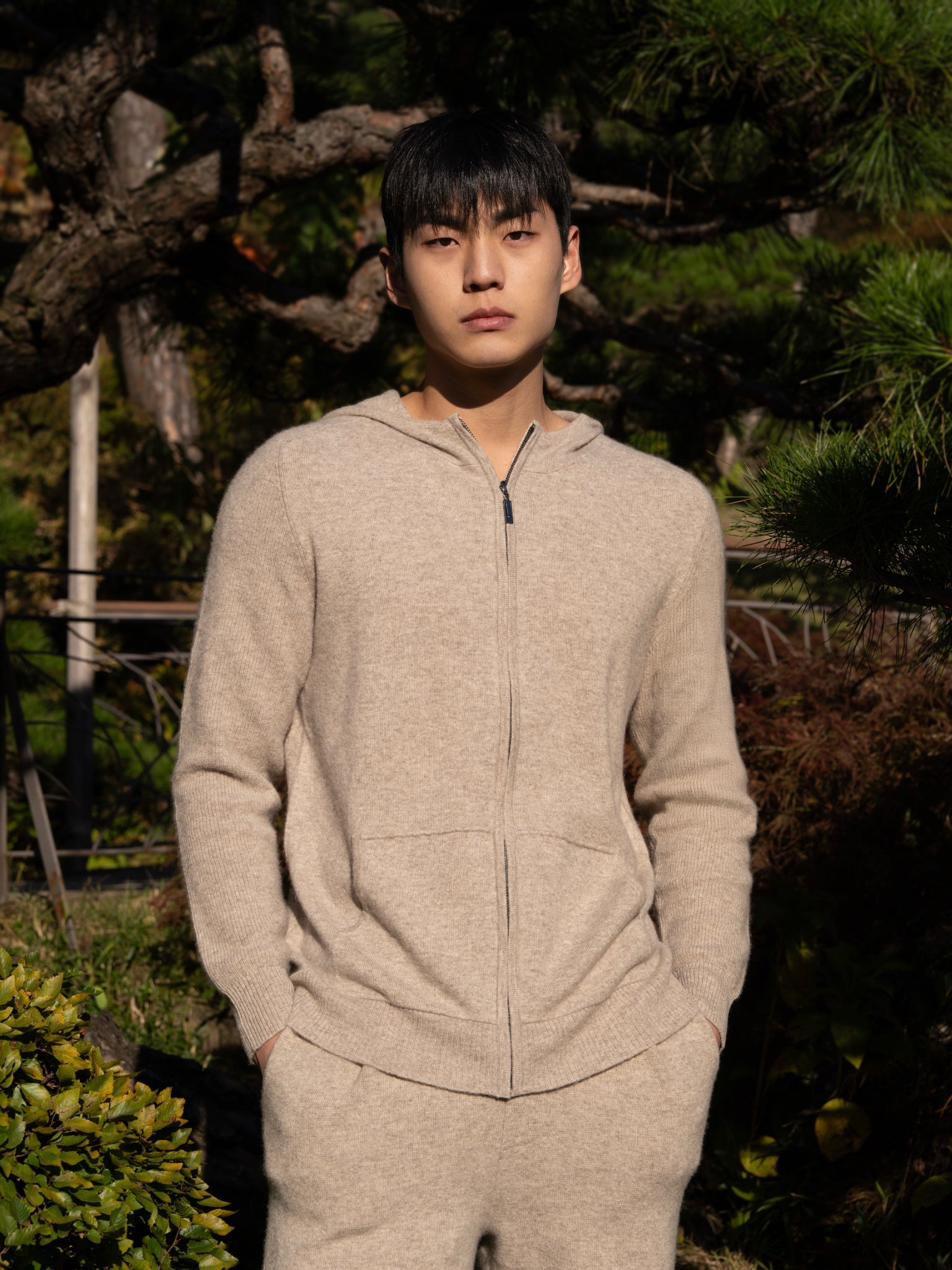 순수 캐시미어 울 블랜드 후드 집업