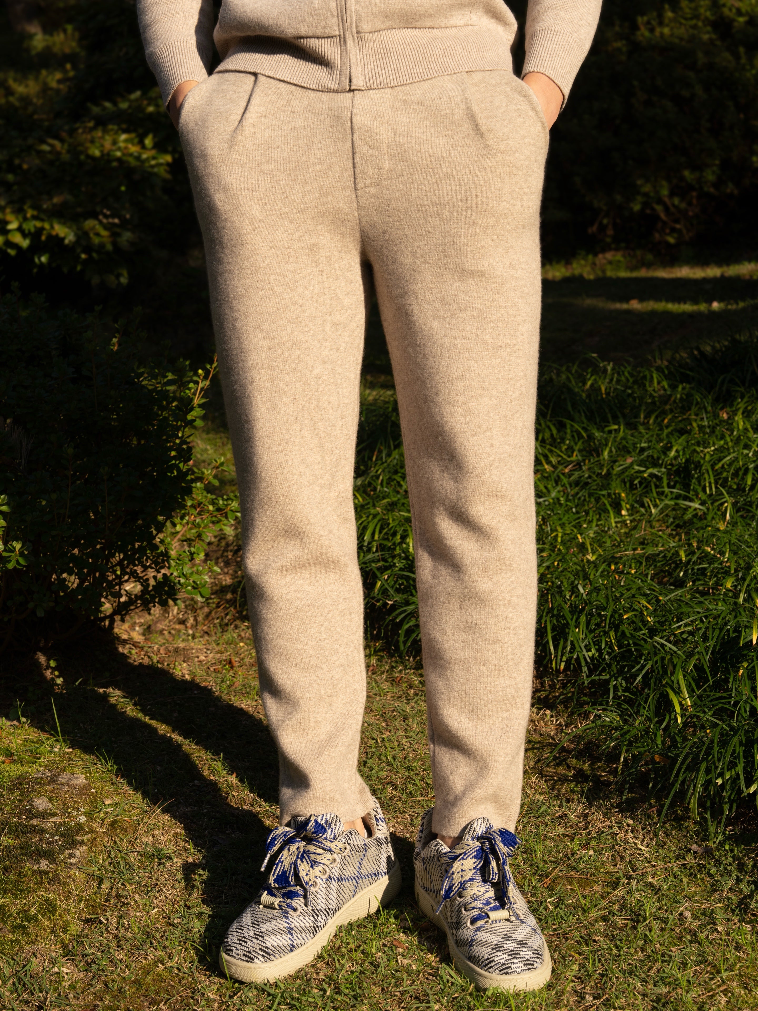 순수 캐시미어 울 블랜드 핀턱 팬츠