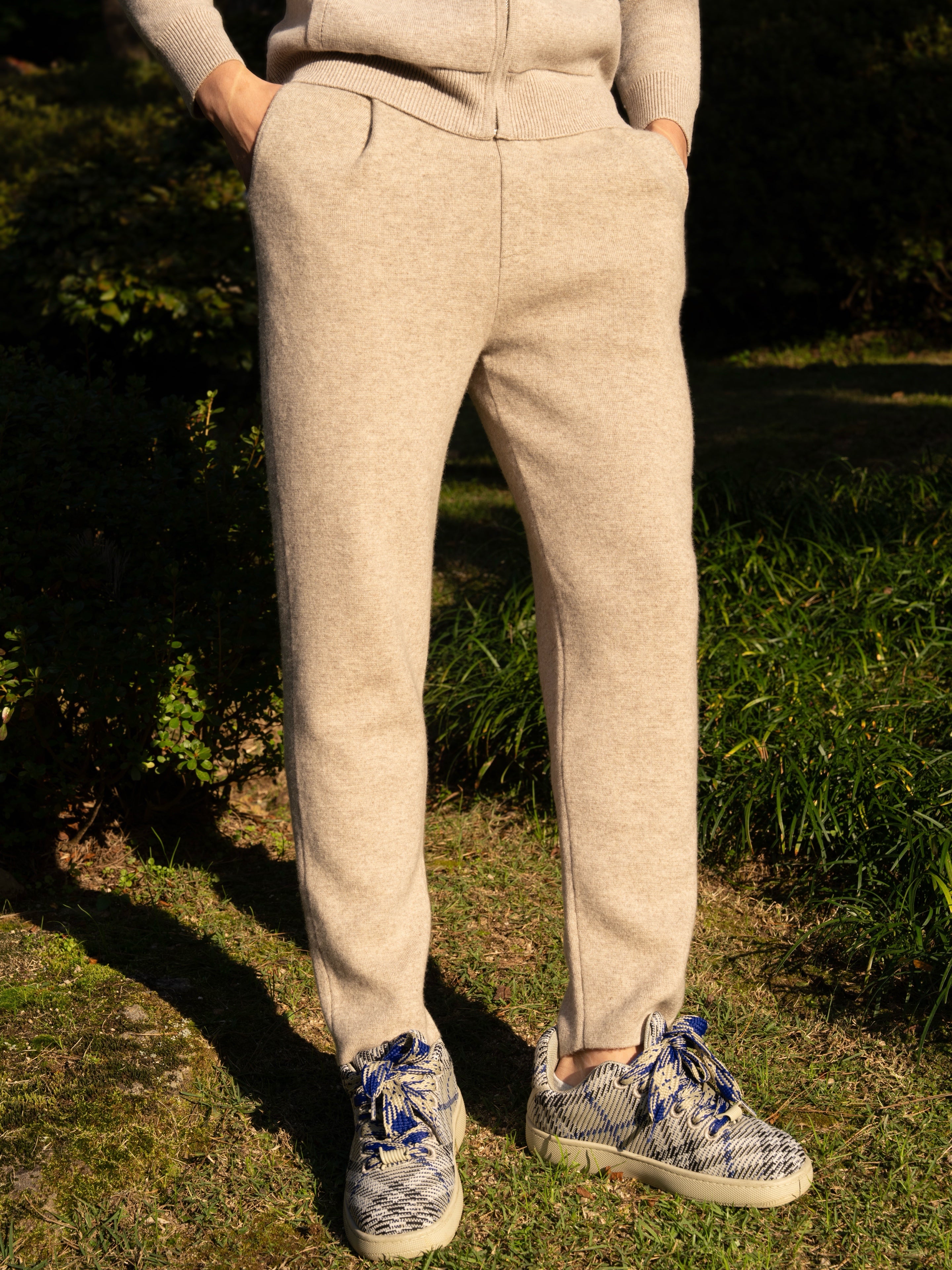 순수 캐시미어 울 블랜드 핀턱 팬츠