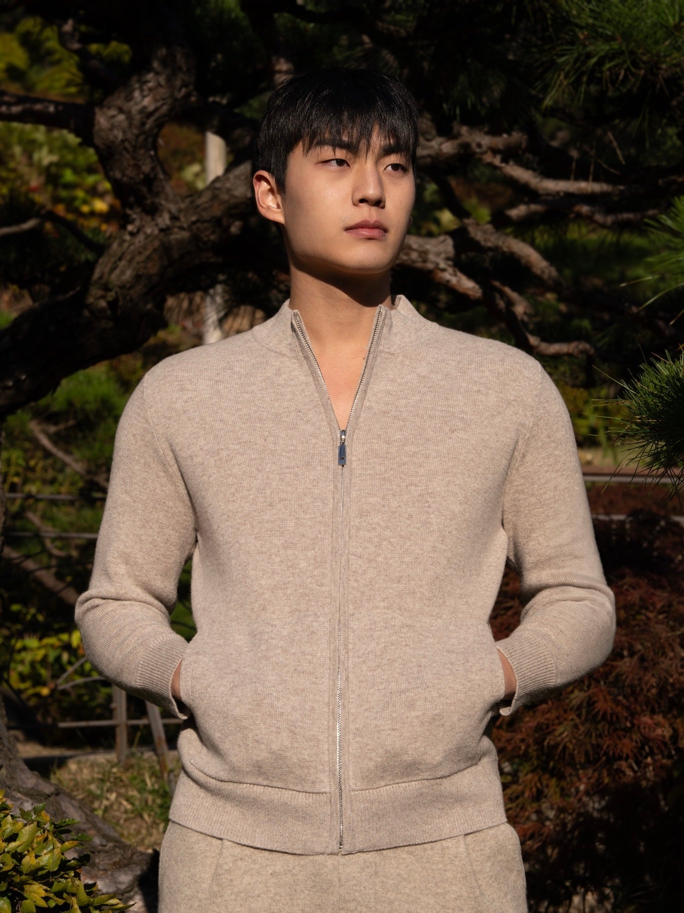 100% 순수 메리노 울 니트 집업