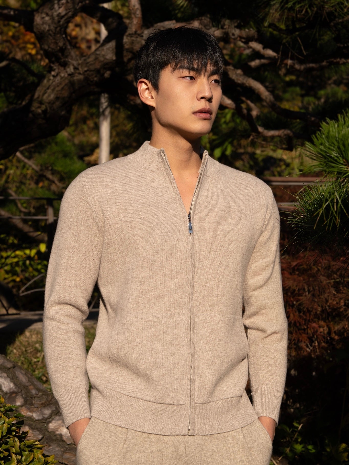 100% 순수 메리노 울 니트 집업