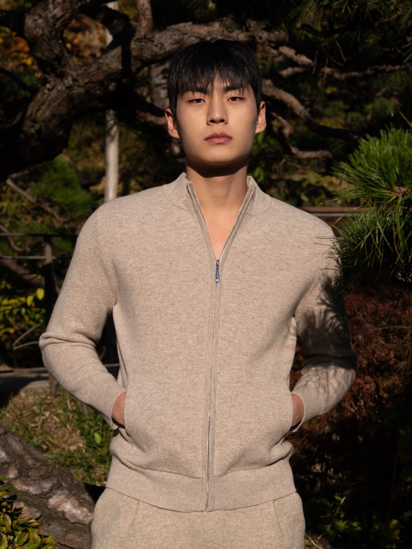 100% 순수 메리노 울 니트 집업