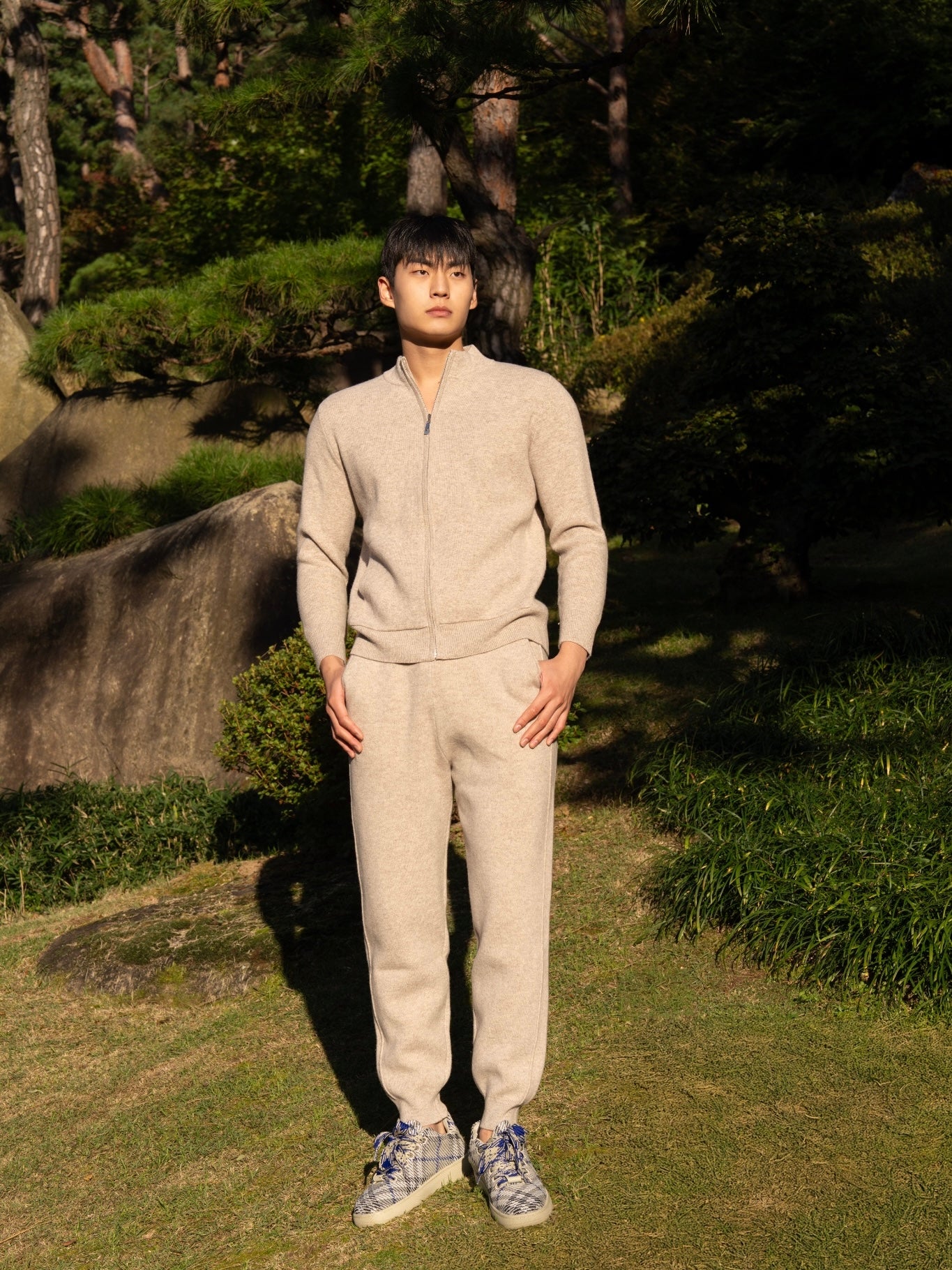 100% 순수 메리노 울 니트 집업