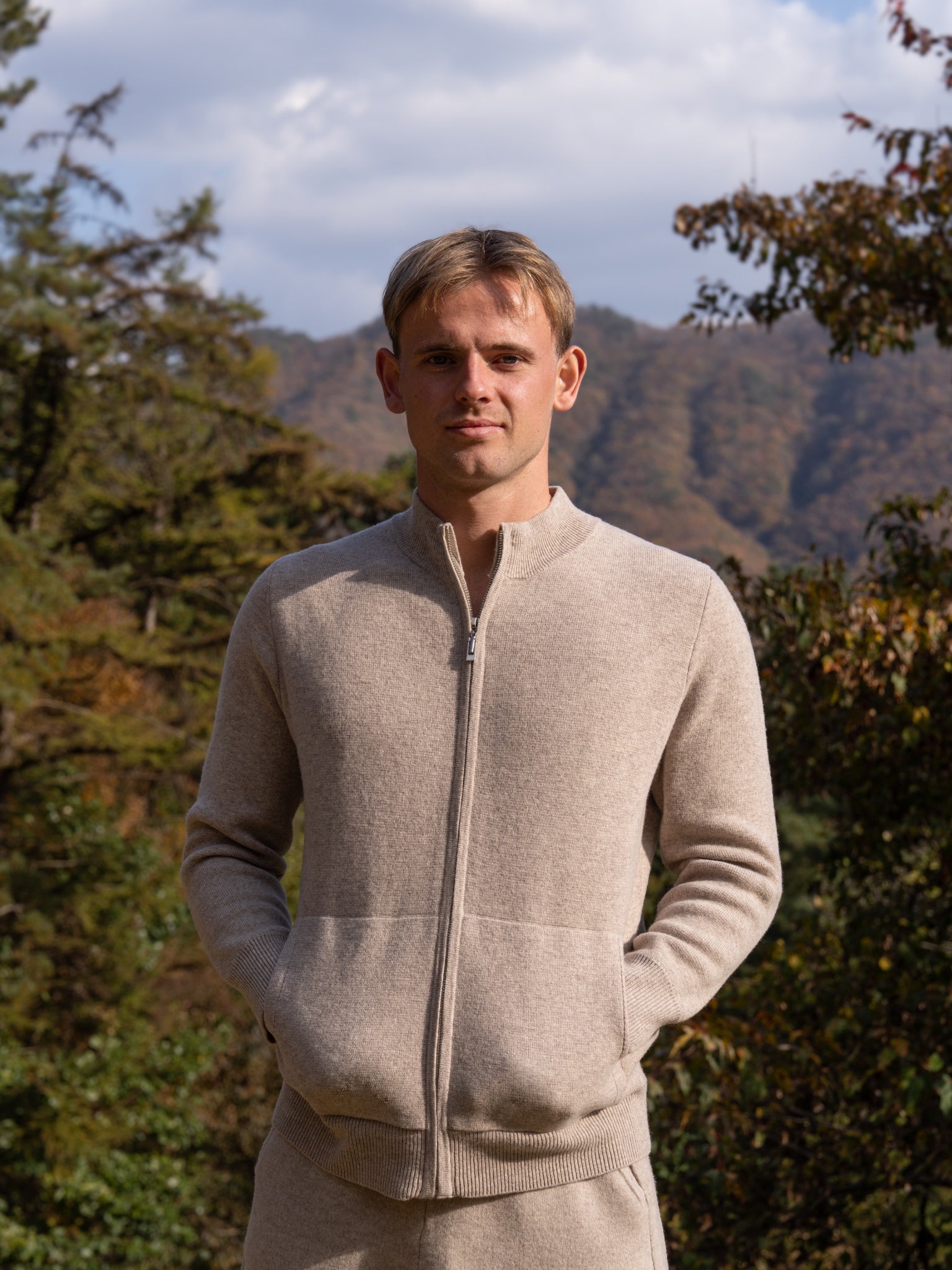 100% 순수 메리노 울 니트 집업