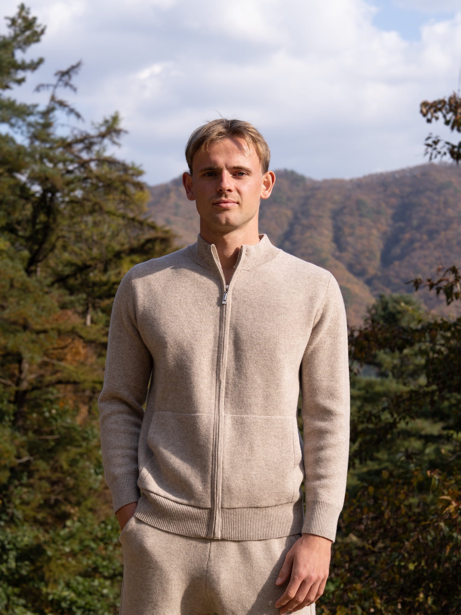 100% 순수 메리노 울 니트 집업