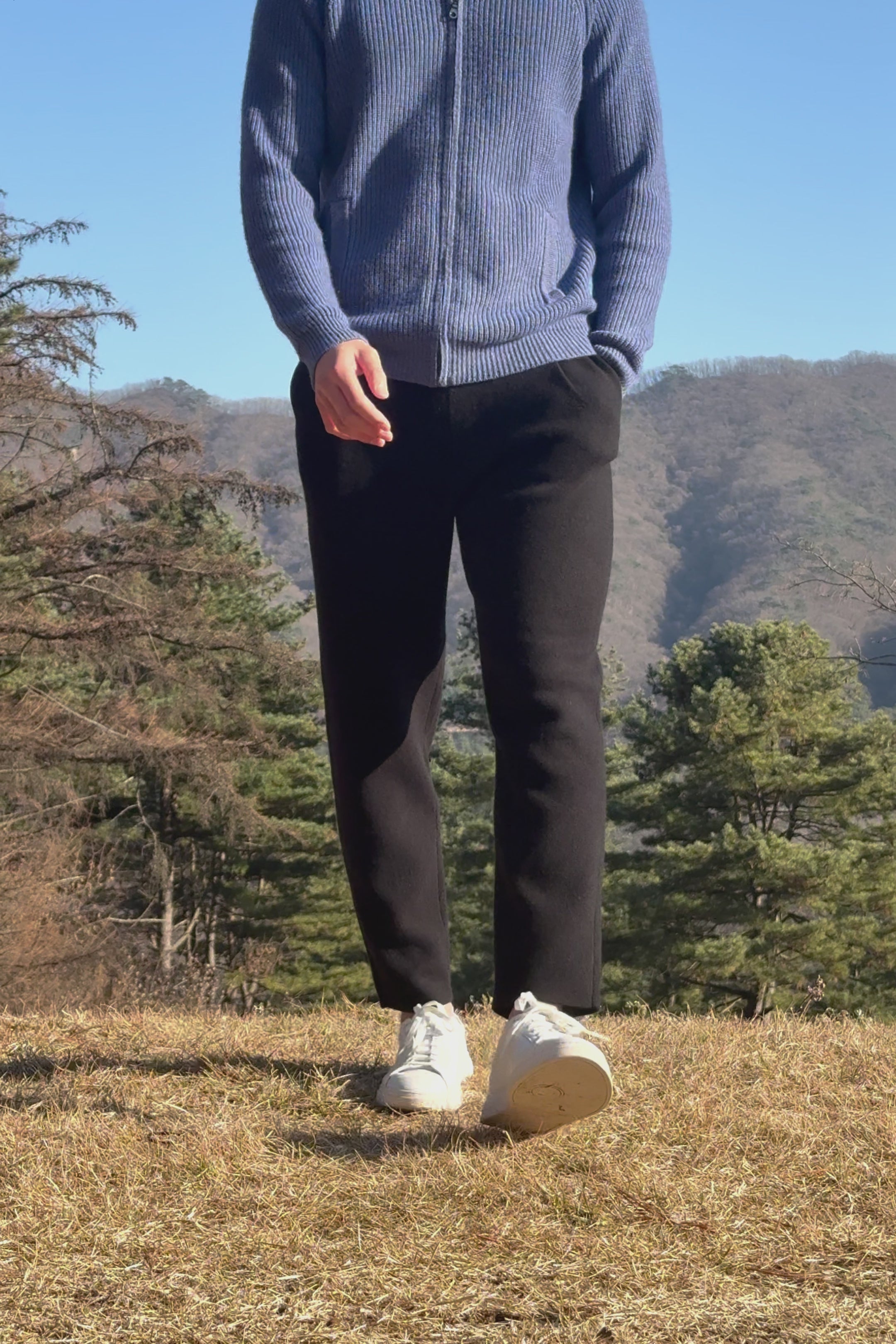 Load video: 순수 캐시미어 울 블랜드 핀턱 팬츠